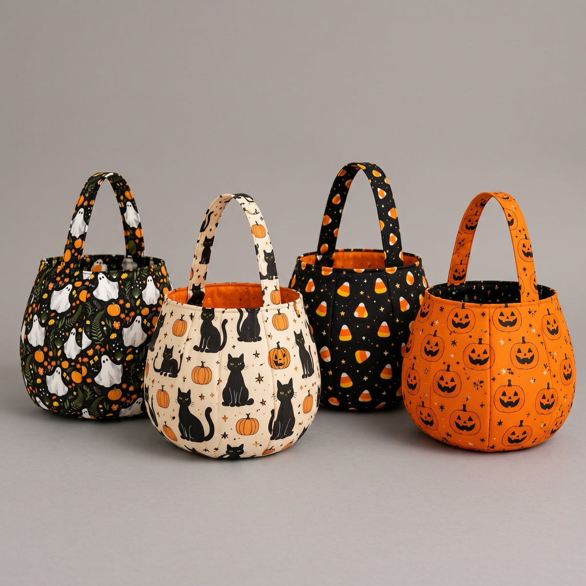 Trick or Treat Bag Sewing Pattern PDF | Fabric Halloween Bucket & Basket, Fully Lined | One Fat Quarter | A4 & US Letter