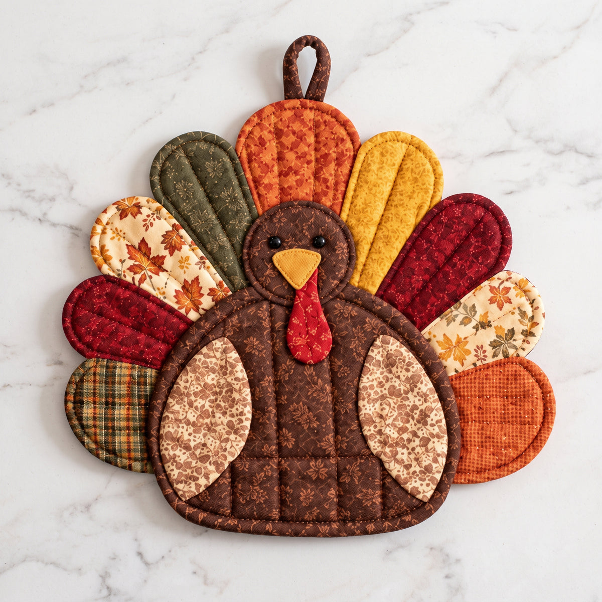 Turkey Potholder Sewing Pattern PDF, Thanksgiving Quilted Hot Pad, Fall Kitchen Decor, Scrap Friendly