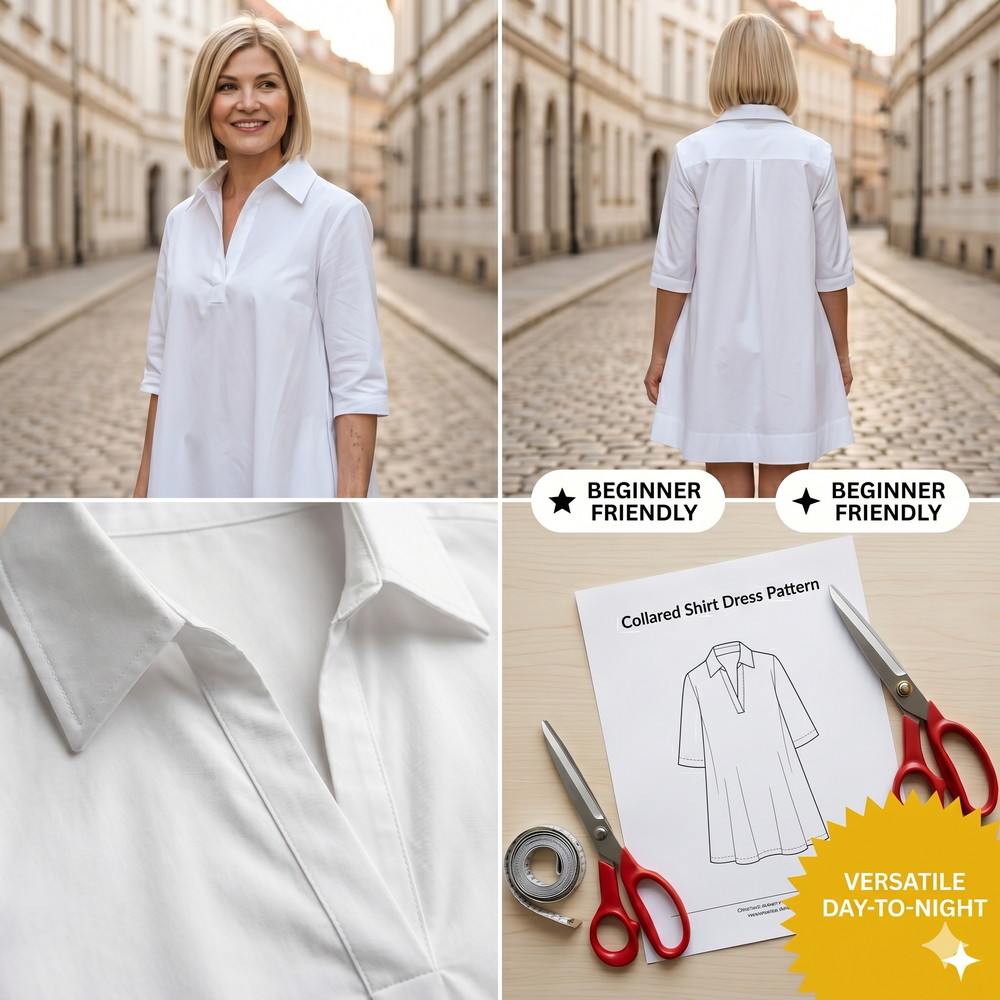 ✨ Urban Shirt Dress – Instant Download PDF Sewing Pattern