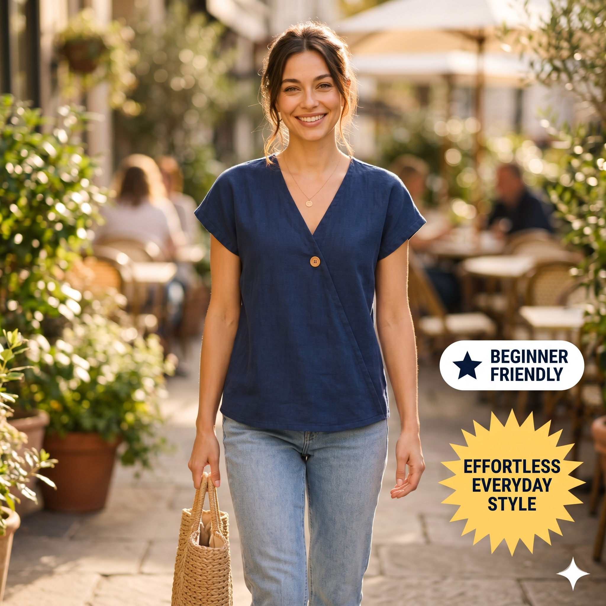 Wrap Top Sewing Pattern PDF| V Neck Blouse Pattern| Easy Shirt Tutorial| Digital Download | A4 US Letter A0 Sizes | Beginners Friendly