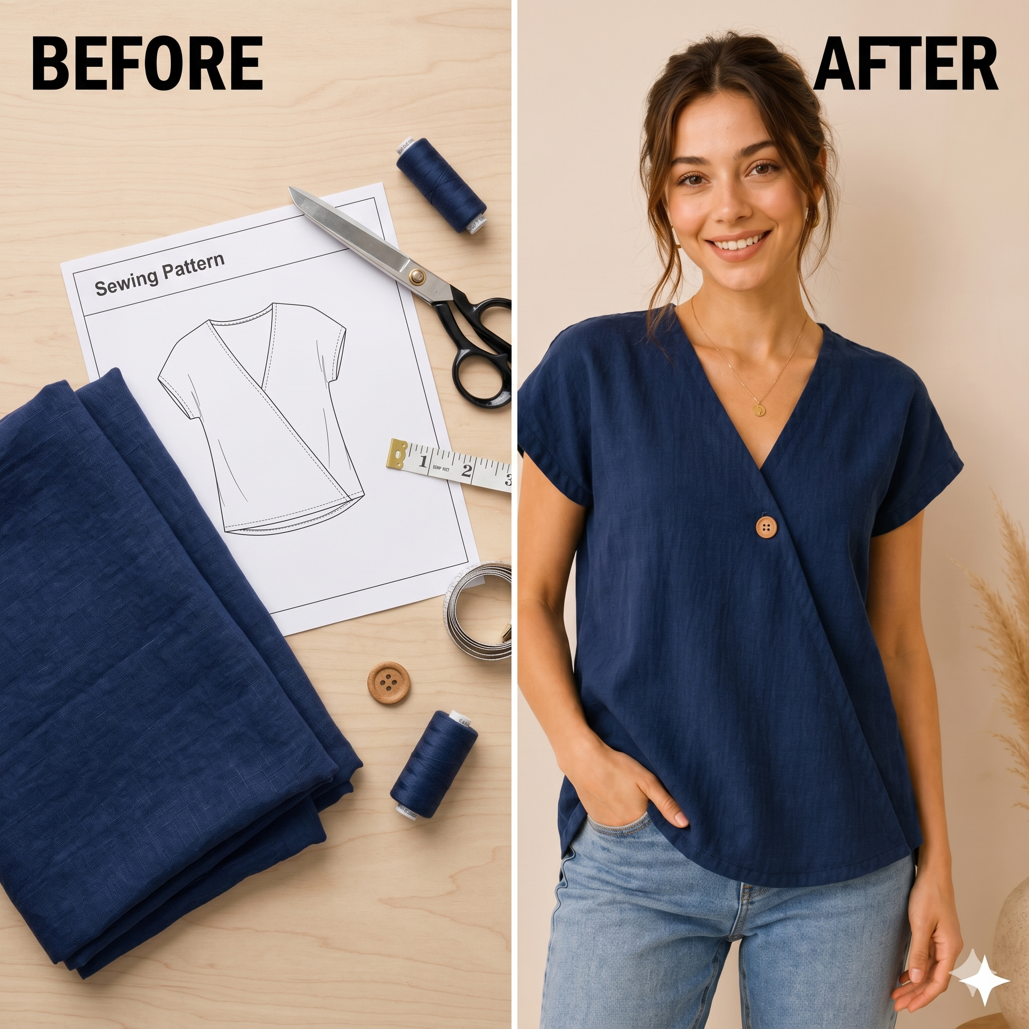 Wrap Top Sewing Pattern PDF| V Neck Blouse Pattern| Easy Shirt Tutorial| Digital Download | A4 US Letter A0 Sizes | Beginners Friendly