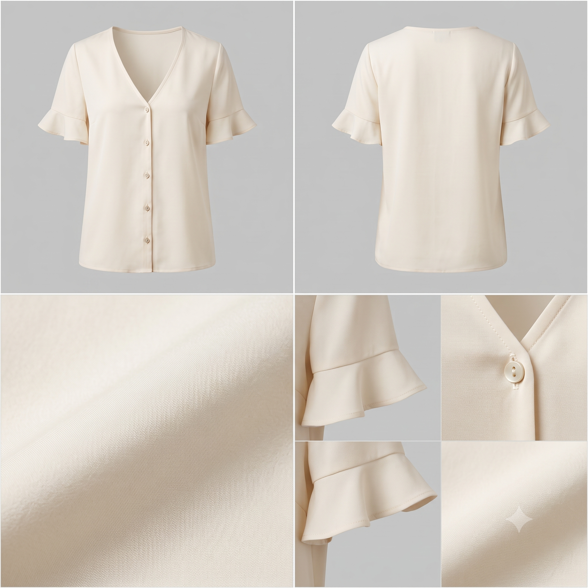 V Neck Blouse & Dress PDF Sewing Pattern, Button Placket, Flared Short Sleeve, Sleeveless Option, Free Video Course, Bilingual, Sizes 34–52