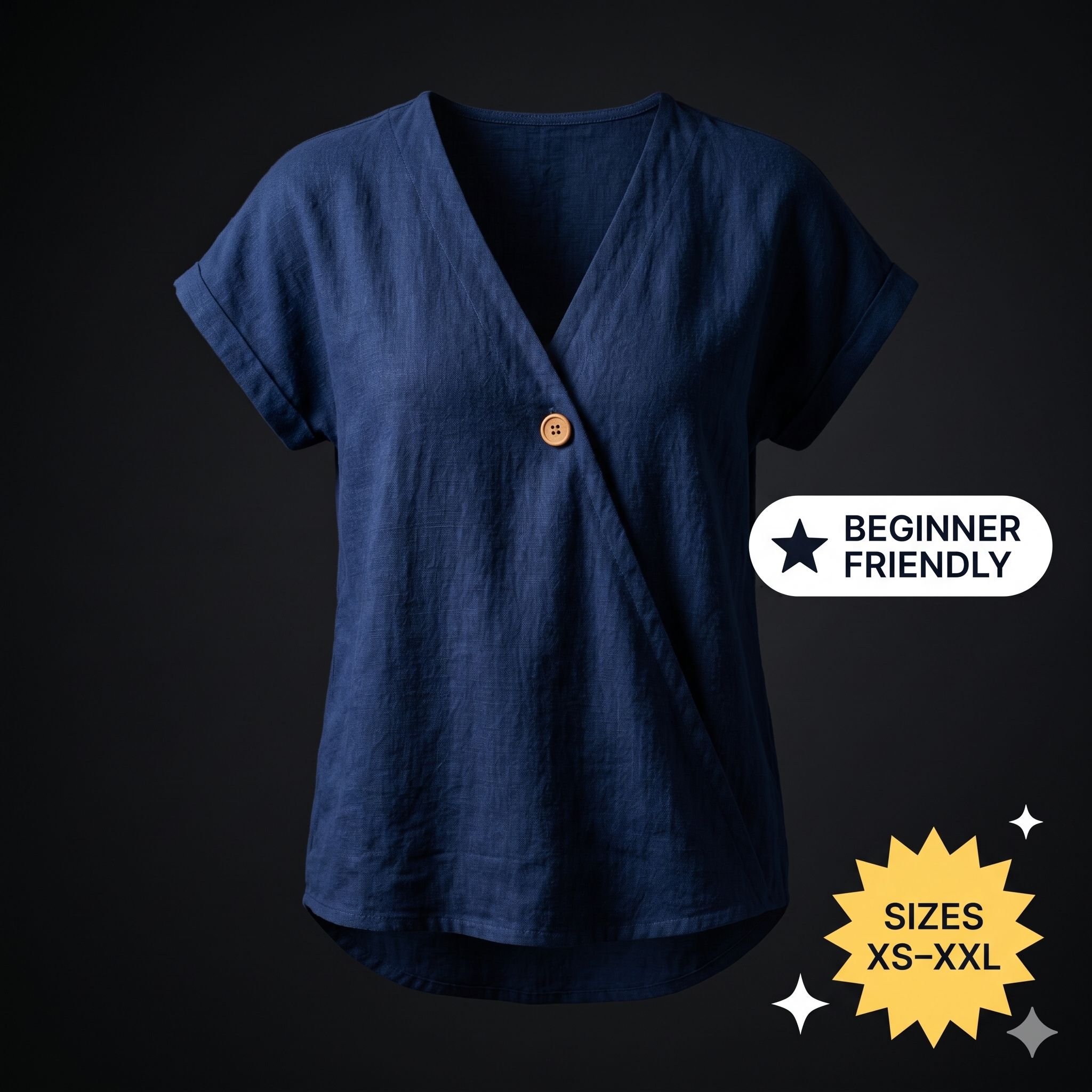 Wrap Top Sewing Pattern PDF| V Neck Blouse Pattern| Easy Shirt Tutorial| Digital Download | A4 US Letter A0 Sizes | Beginners Friendly