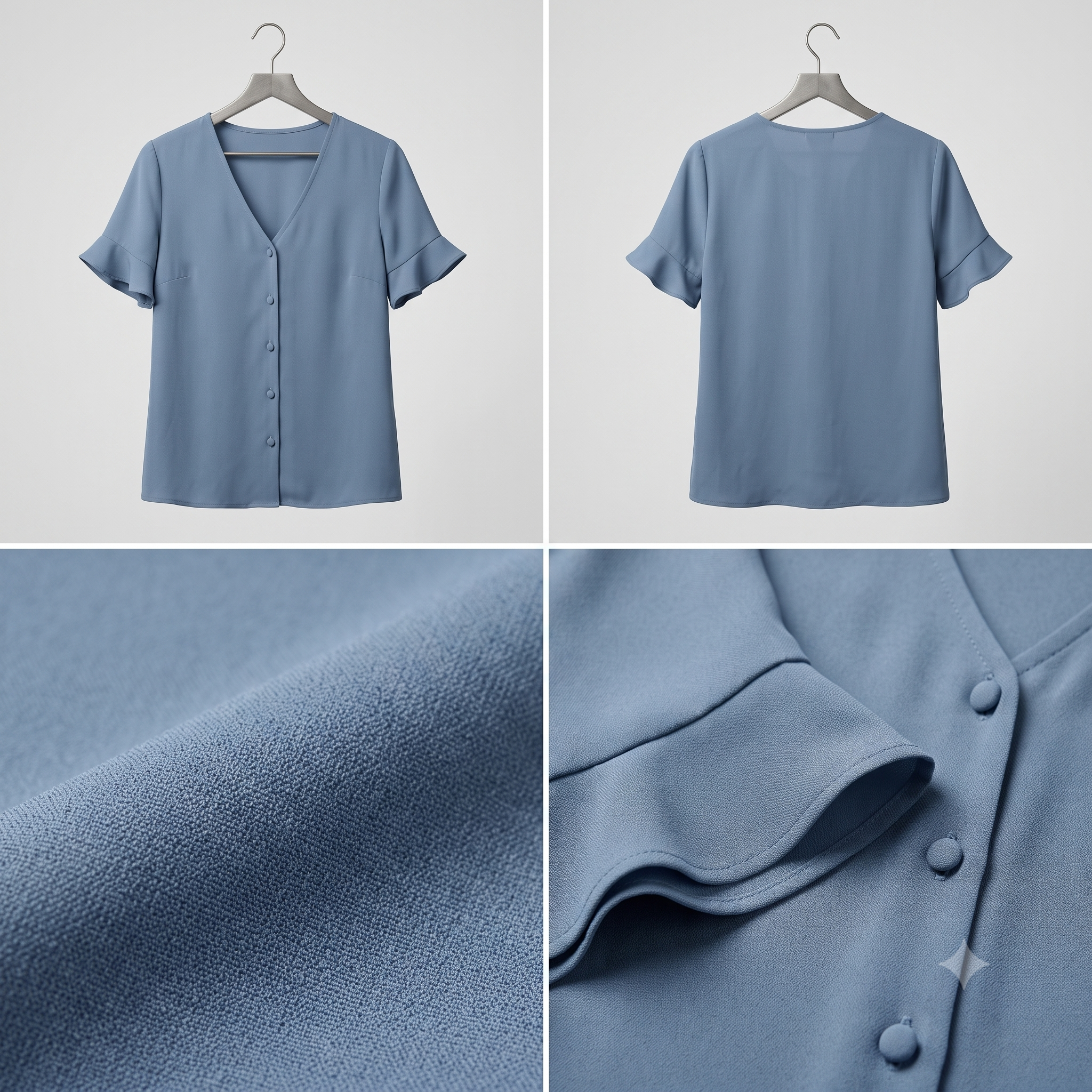 V Neck Blouse & Dress PDF Sewing Pattern, Button Placket, Flared Short Sleeve, Sleeveless Option, Free Video Course, Bilingual, Sizes 34–52