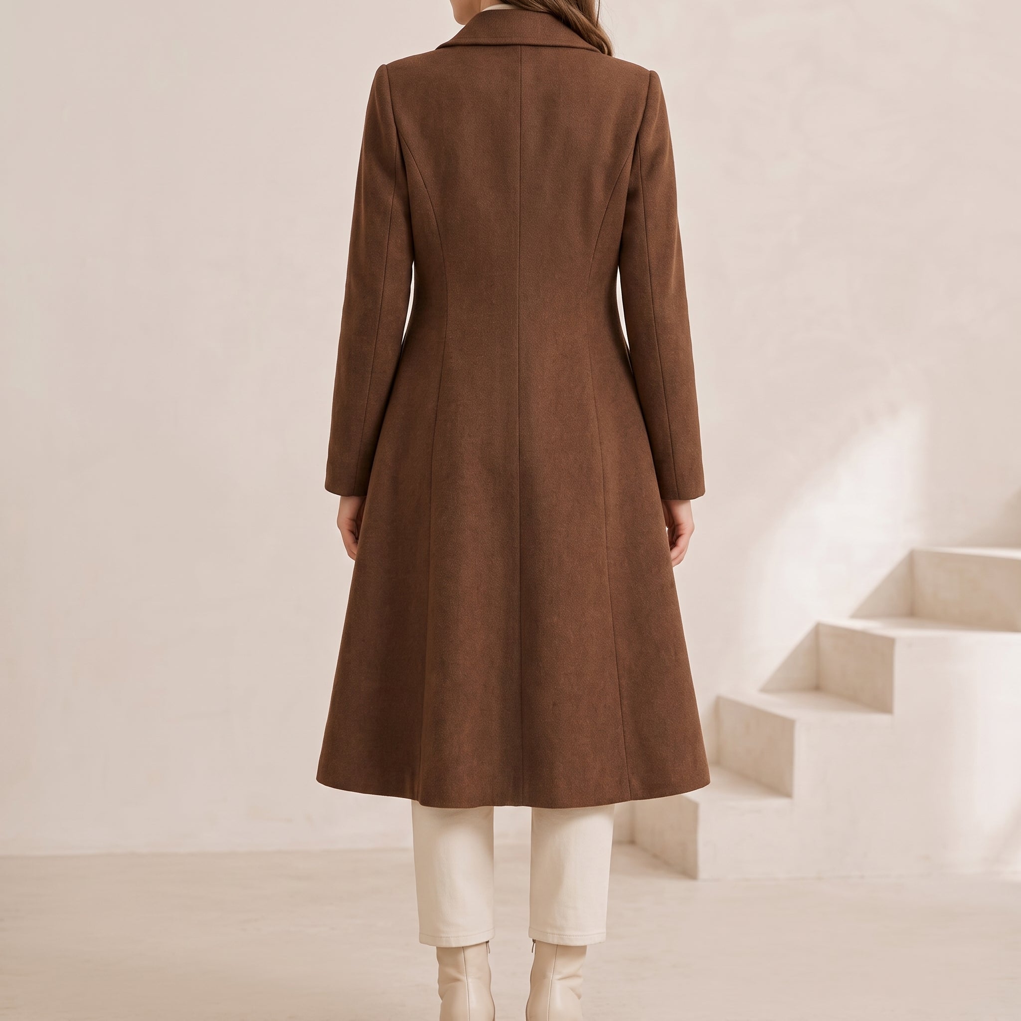 Womens Coat Sewing Pattern | Long Tailored Wool Coat, Notched Collar & Princess Seams | Sizes XS-XXXXL | A4, US Letter & A0 PDF