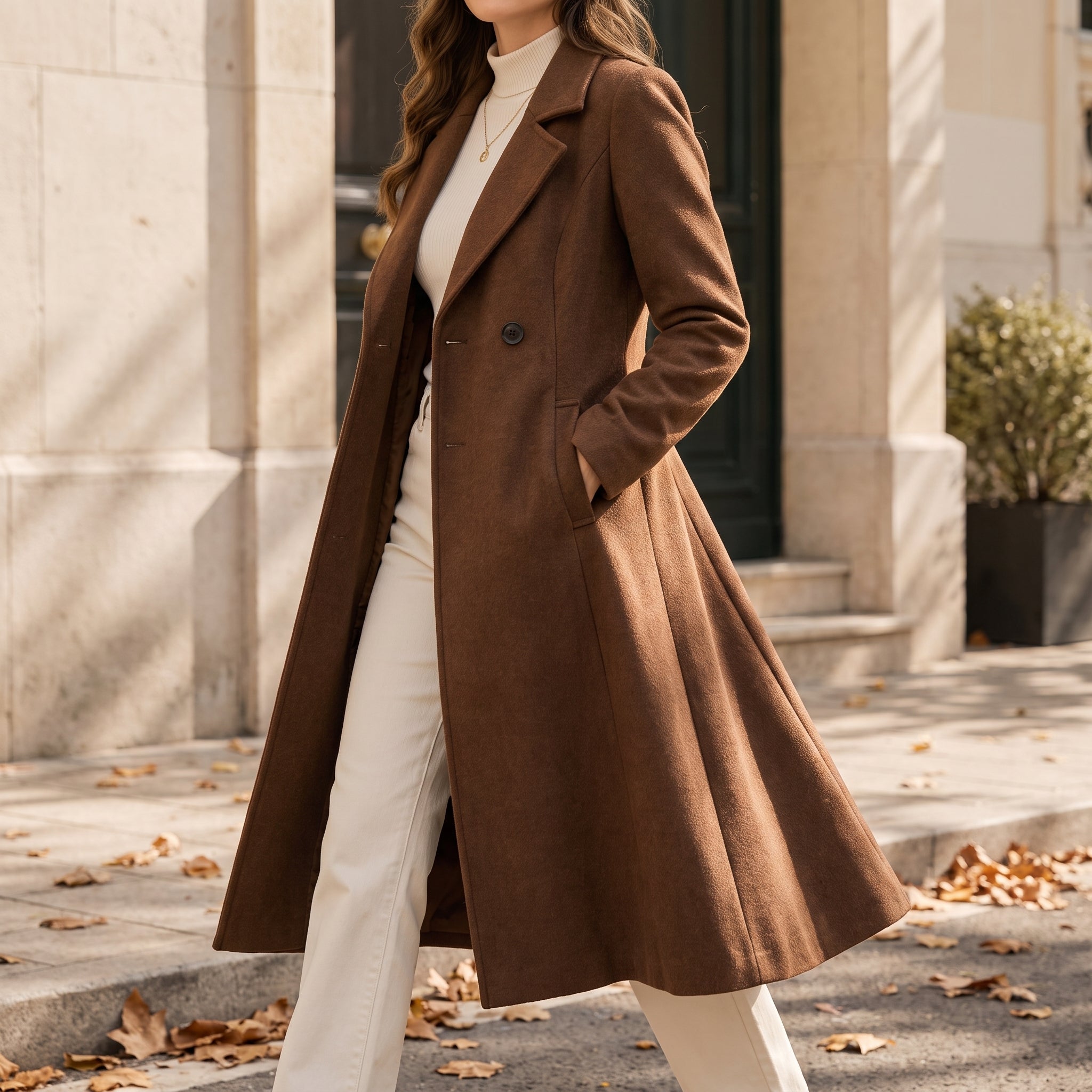 Womens Coat Sewing Pattern | Long Tailored Wool Coat, Notched Collar & Princess Seams | Sizes XS-XXXXL | A4, US Letter & A0 PDF