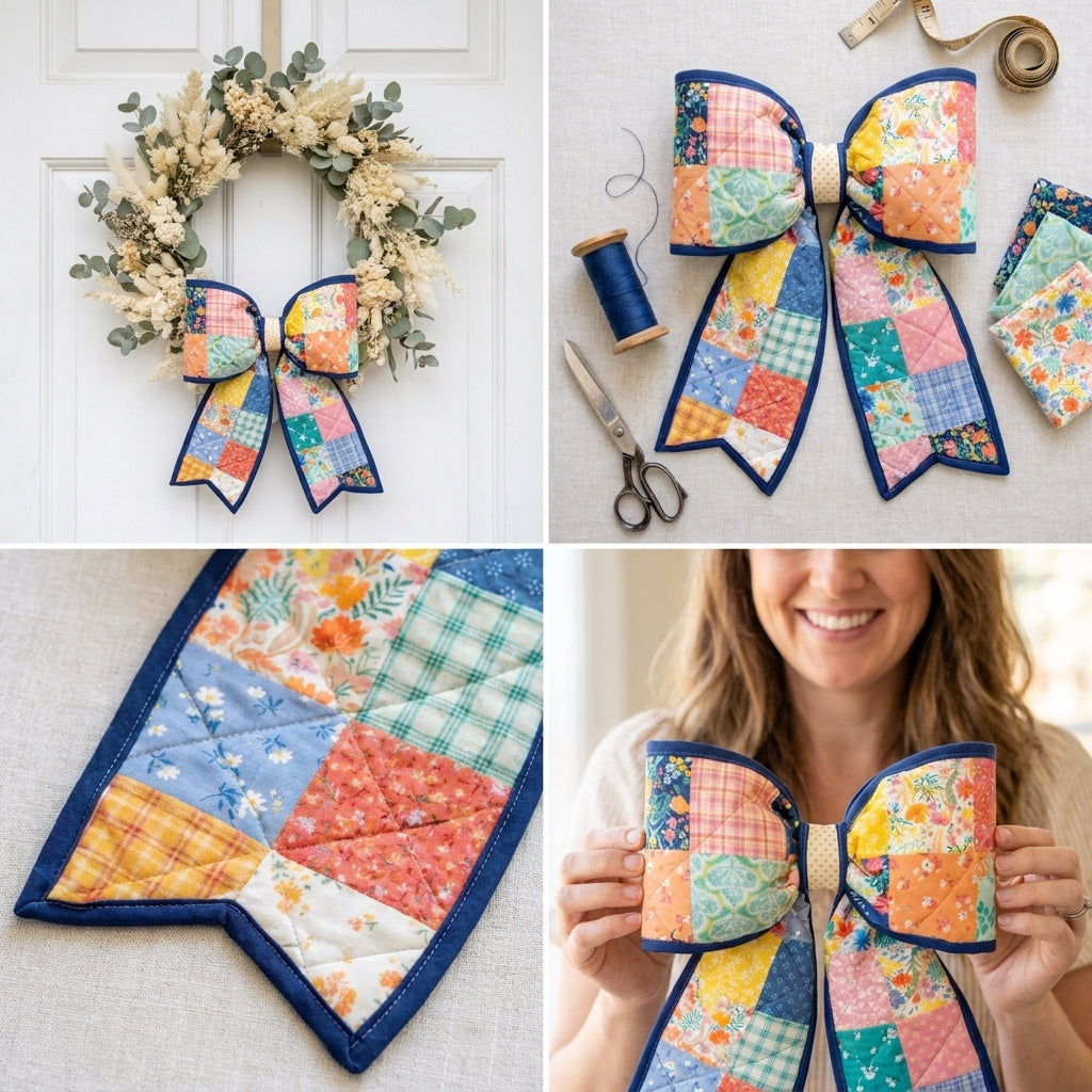 🎀 Patchwork Quilted Bow Sewing Pattern