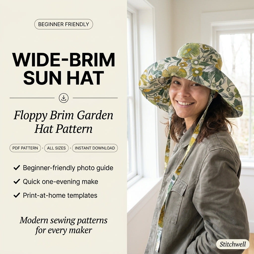 🌻 Wide-Brim Sun Hat Sewing Pattern