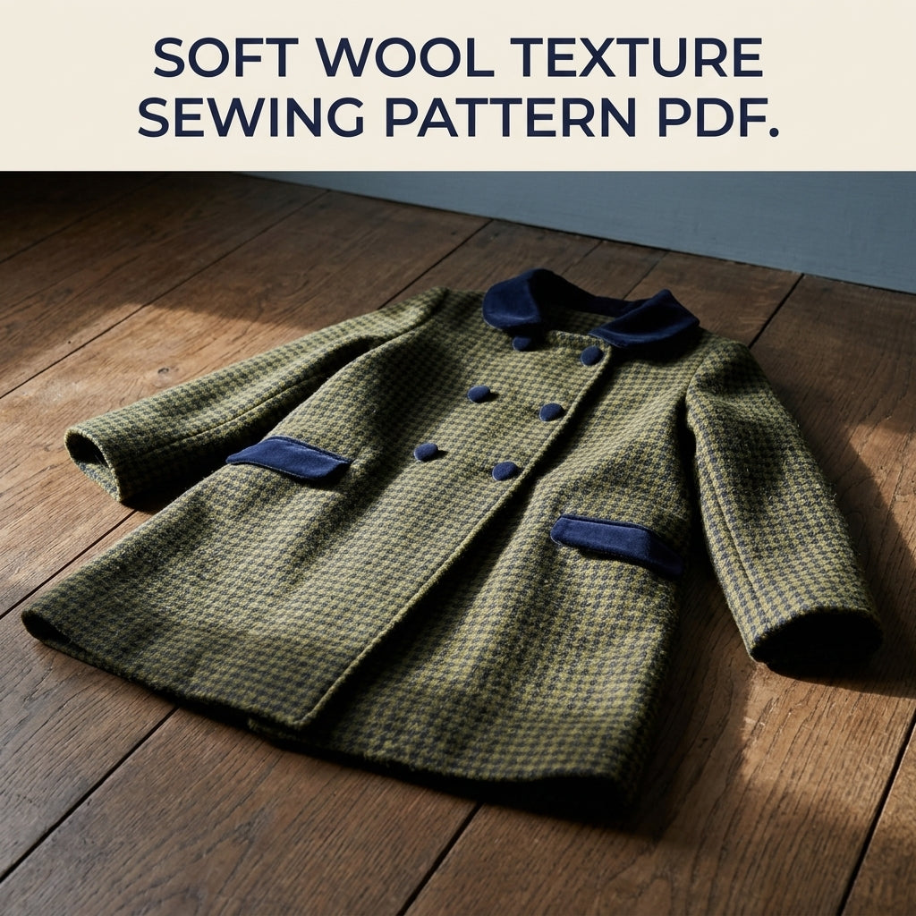 Girls Houndstooth Coat Sewing Pattern PDF – Double Breasted Peter Pan Collar Coat