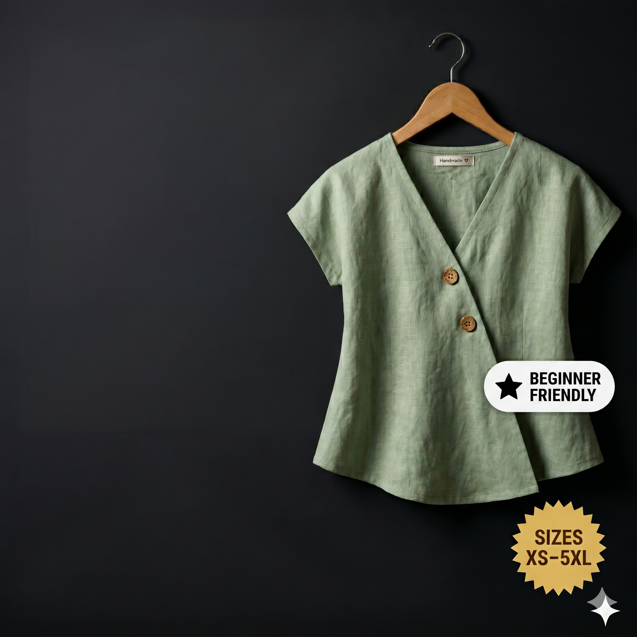 Wrap Top Sewing Pattern PDF| V Neck Blouse Pattern| Easy Shirt Tutorial| Digital Download | A4 US Letter A0 Sizes | Beginners Friendly