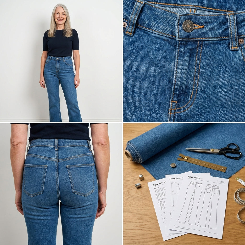 Trousers Sewing Pattern PDF | Ziggy High Waist Pants Pattern for Women, Straight Flared Leg Tailored Trousers, Beginner, Sizes XS-XL, Instant Download