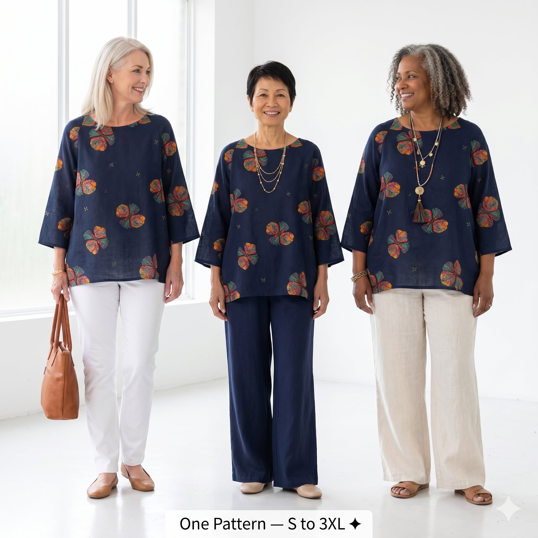 Floral Cotton Shirt โ Instant Download PDF Sewing Pattern