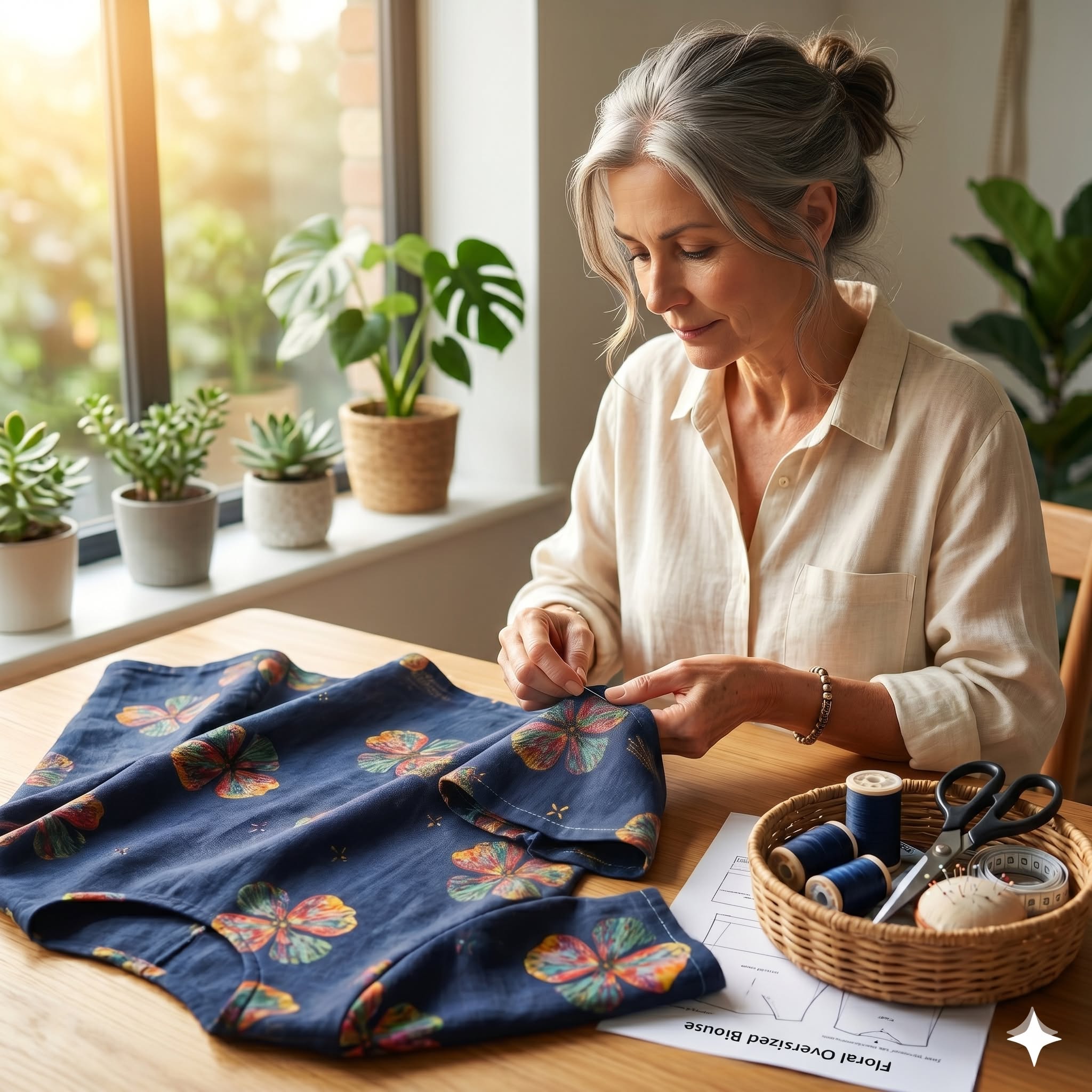Floral Cotton Shirt โ Instant Download PDF Sewing Pattern
