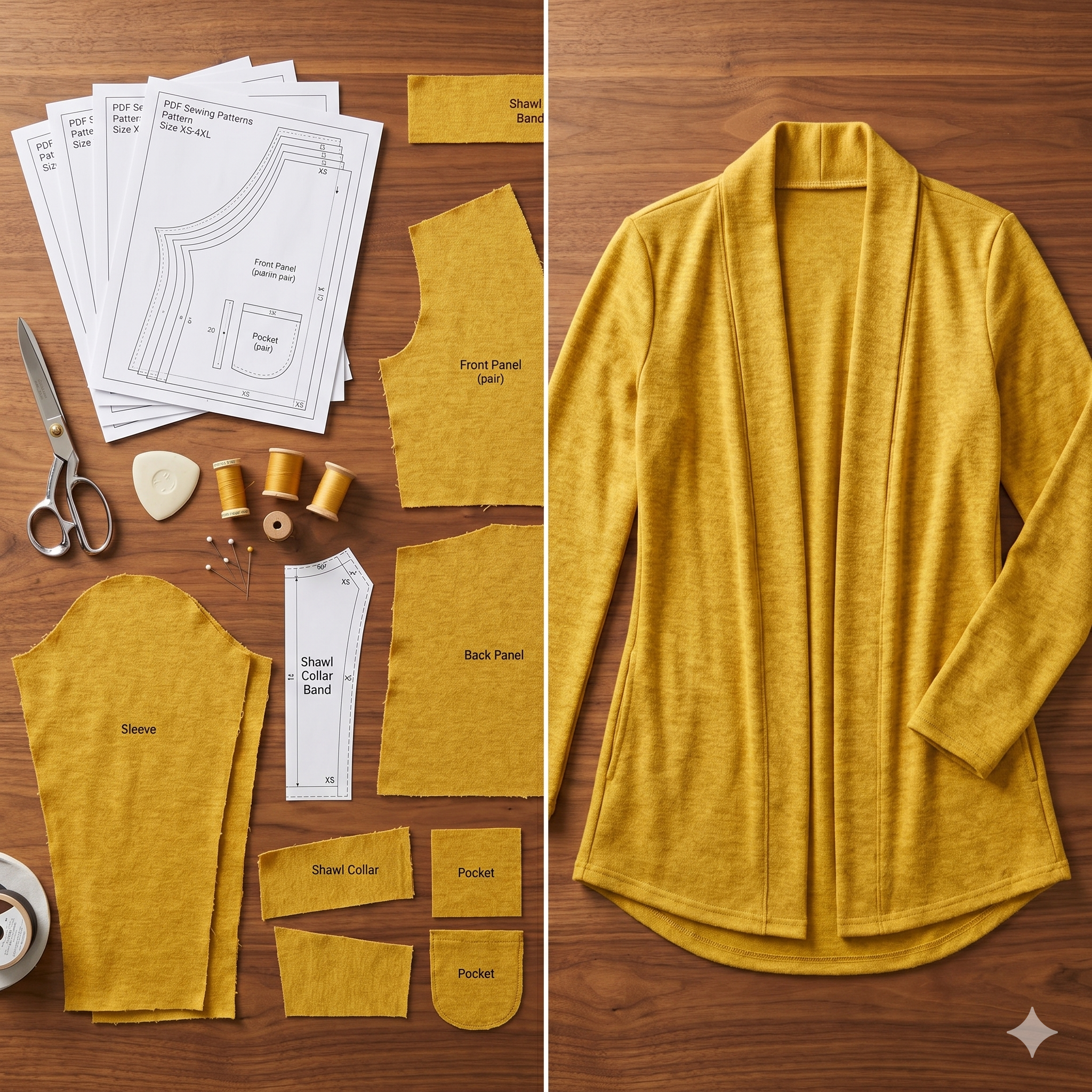 Cardigan Sewing Pattern: Beginner-Friendly PDF (Sizes XS-4XL)