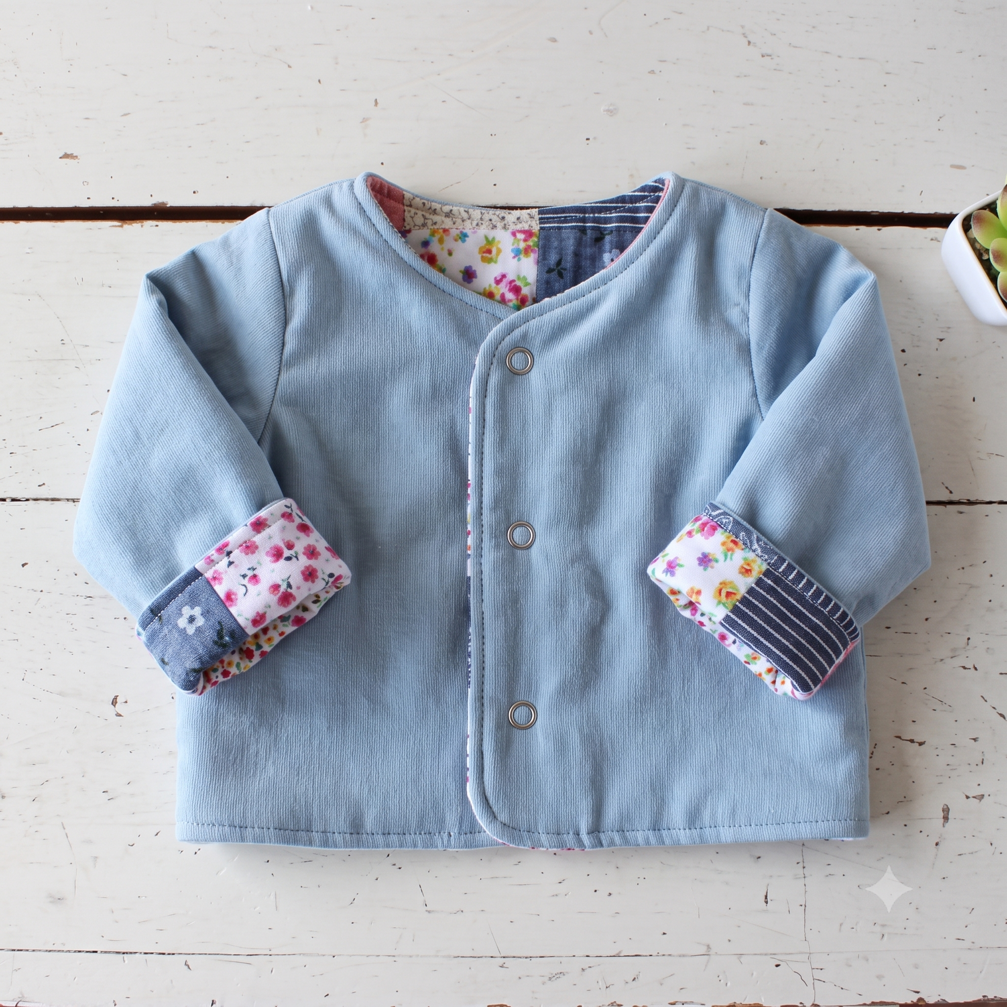 Reversible Baby Jacket PDF Sewing Pattern, Patchwork Baby Jacket Pattern, Newborn to 5 Years, 10 Sizes Instant Download