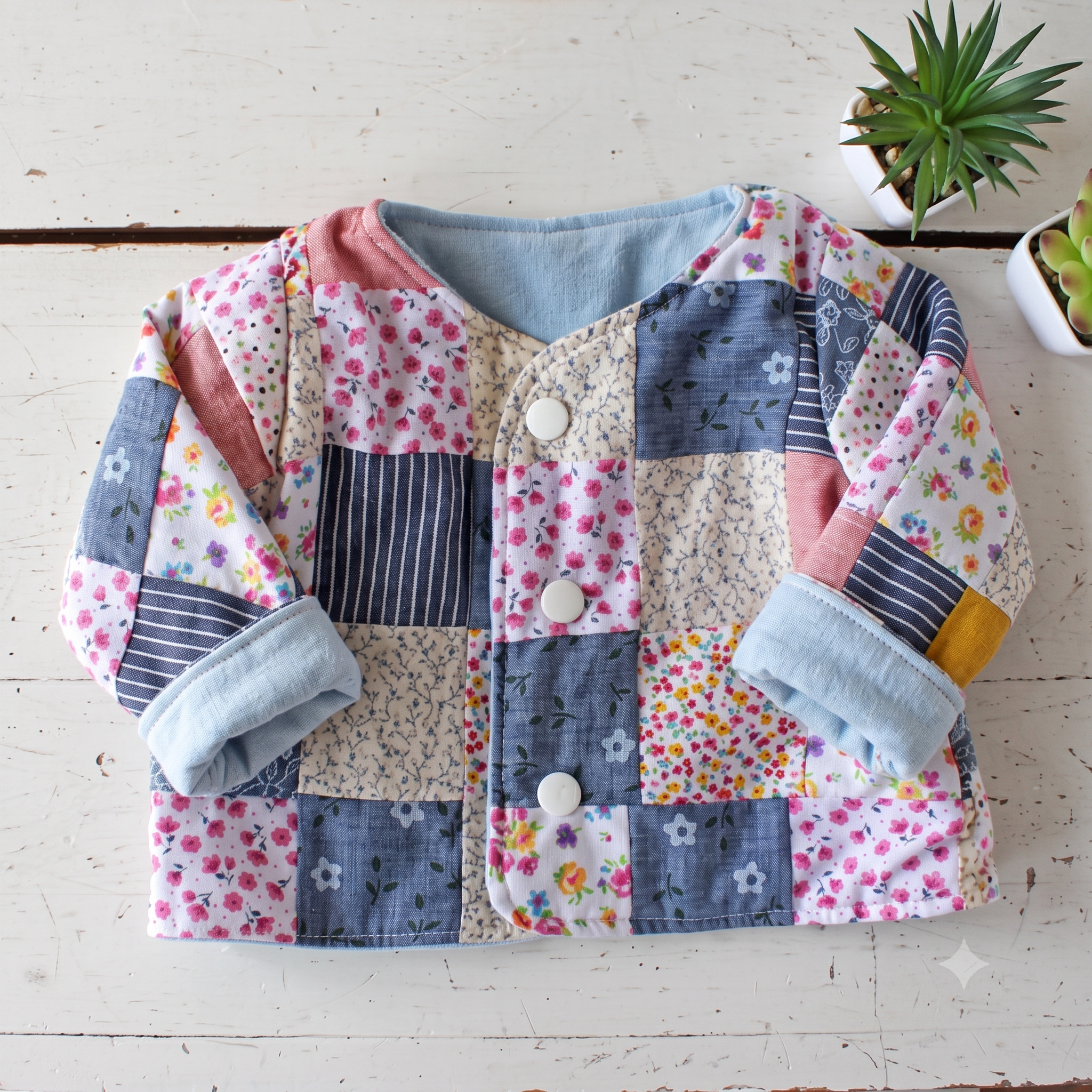 Reversible Baby Jacket PDF Sewing Pattern, Patchwork Baby Jacket Pattern, Newborn to 5 Years, 10 Sizes Instant Download