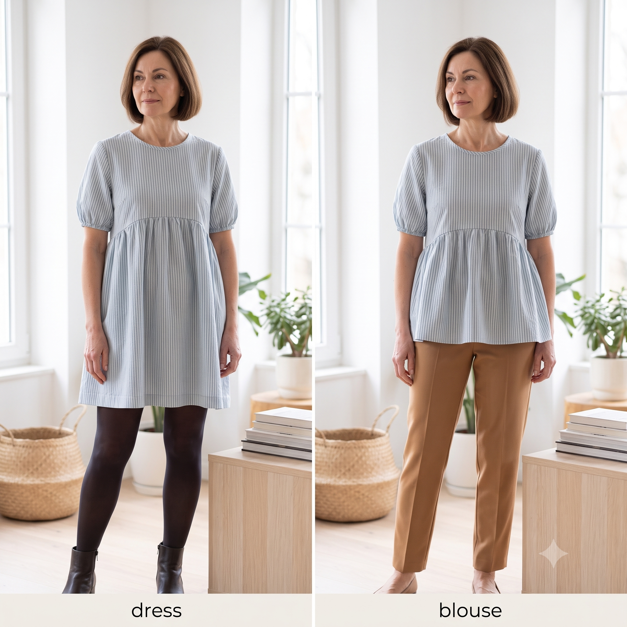 Babydoll Dress Sewing Pattern PDF | Easy Pull-On Dress & Blouse, Puff Sleeves, Under-Bust Gathers | Sizes XS-XXL | Beginner | Instant Download