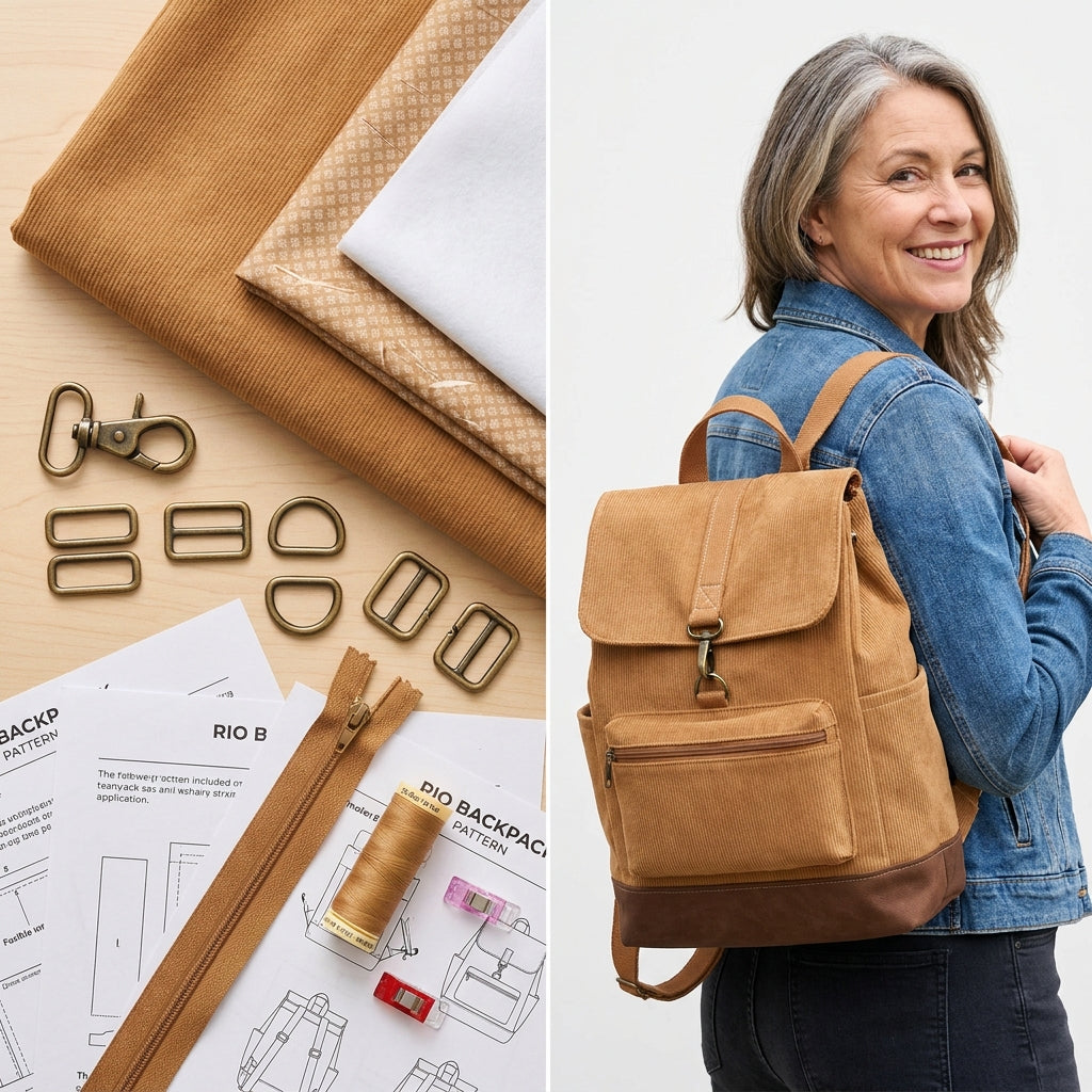 Backpack Sewing Pattern PDF | Rio Fully Lined Backpack Pattern with Video, Adjustable Strap Bag, 2 Versions, Intermediate, Instant Download