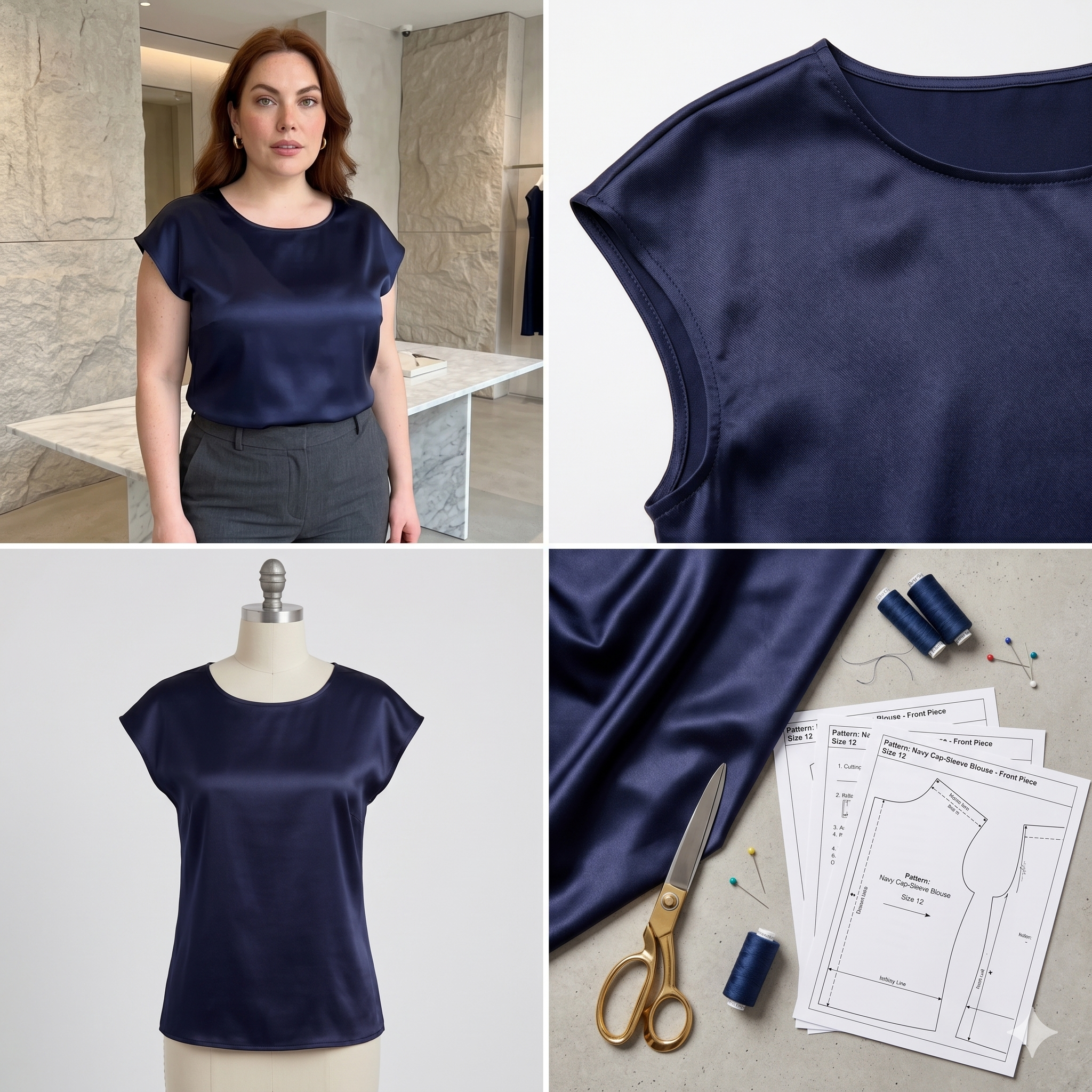 Basic woven cap sleeve t-shirt/blouse - Easy to sew PDF sewing pattern for women