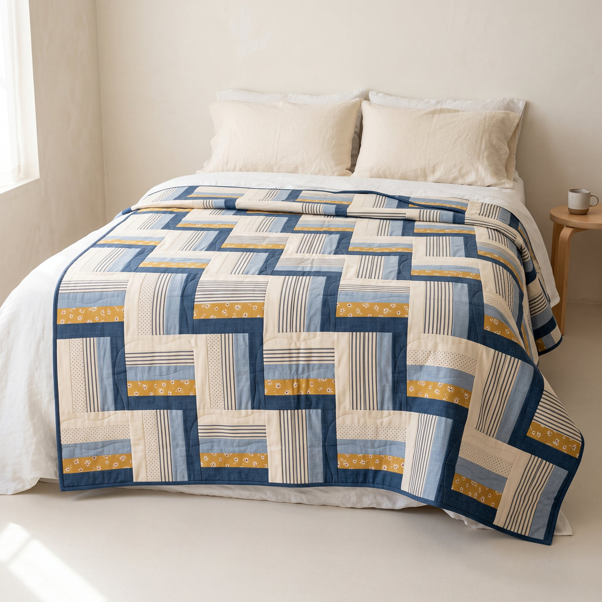 Wicker Quilt Pattern PDF, Basketweave Layer Cake Quilt, 10 Inch Squares, Beginner, 5 Sizes Baby to King, Woven Look Quilt