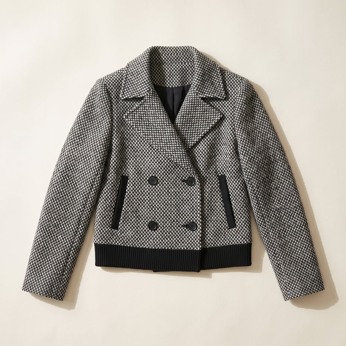 Cropped Double Breasted Jacket Sewing Pattern PDF | Womens Tweed Blazer with Knit Hem Band | US 0-22 XS-XXL | A0 A4 Letter