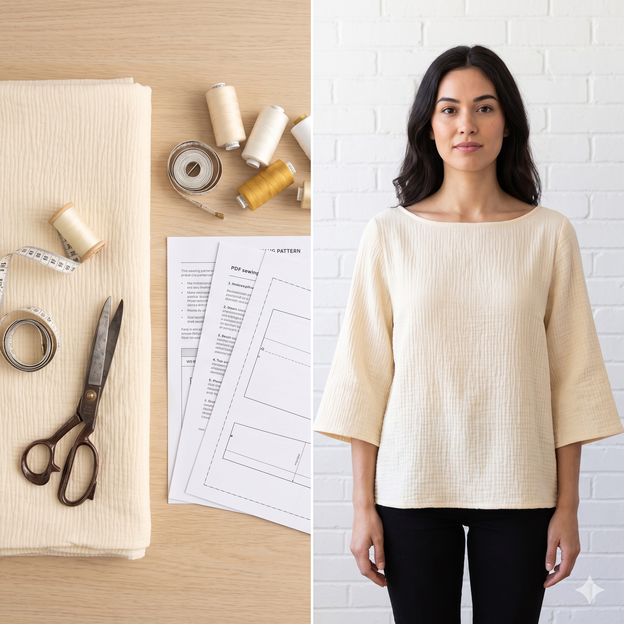 Oversized Boat Neck Blouse — Sewing Pattern (PDF) | Bell Sleeve Summer Top