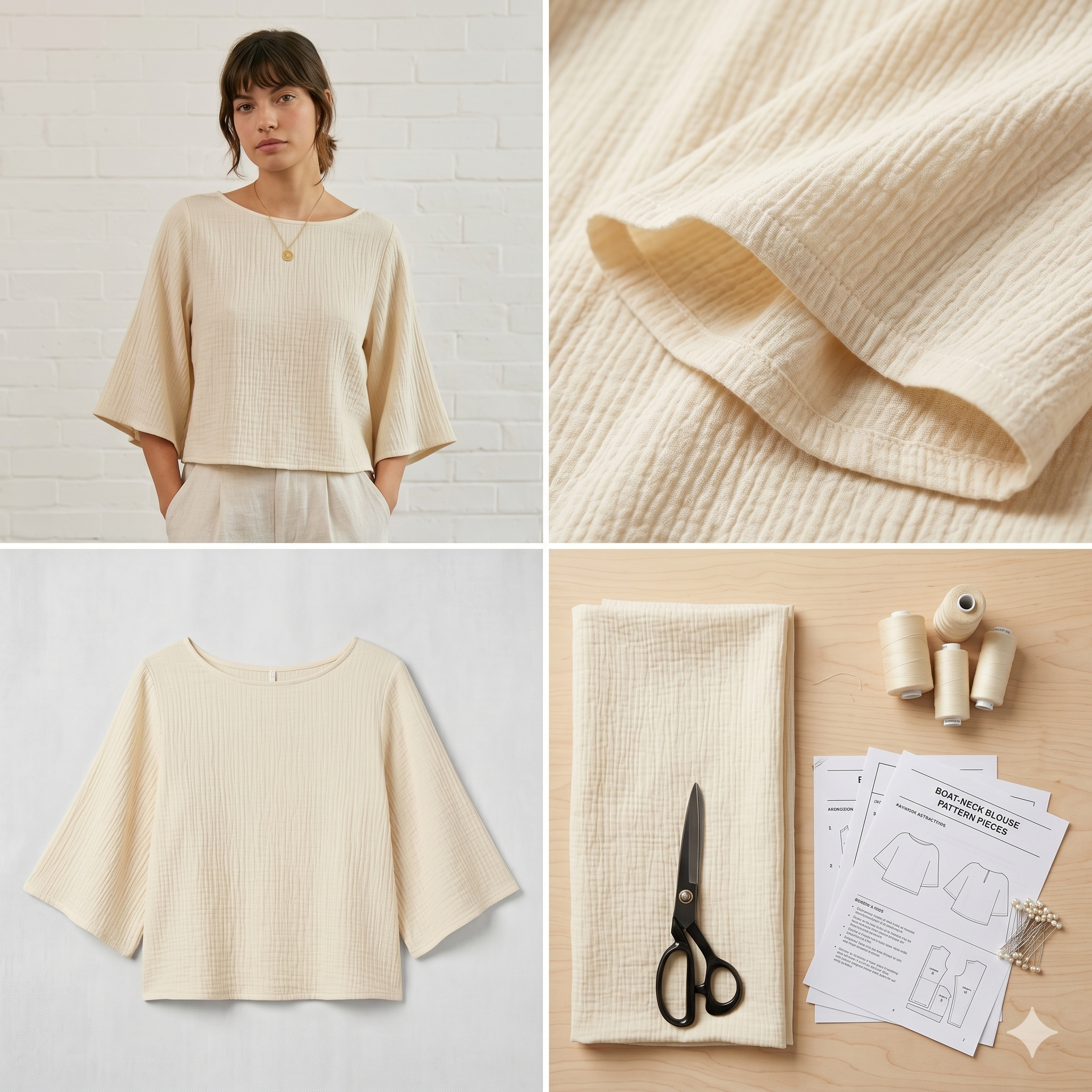 Oversized Boat Neck Blouse — Sewing Pattern (PDF) | Bell Sleeve Summer Top