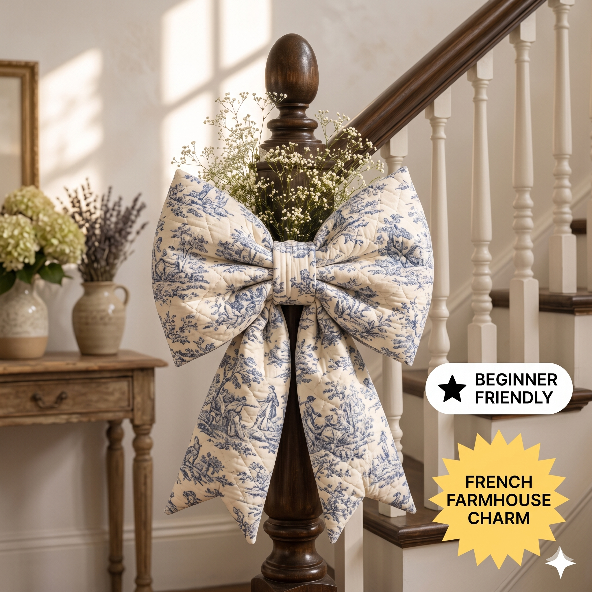 Giant Quilted Bow Sewing Pattern PDF | Oversized Door Bow Template | DIY Front Door Fabric Bow Decor