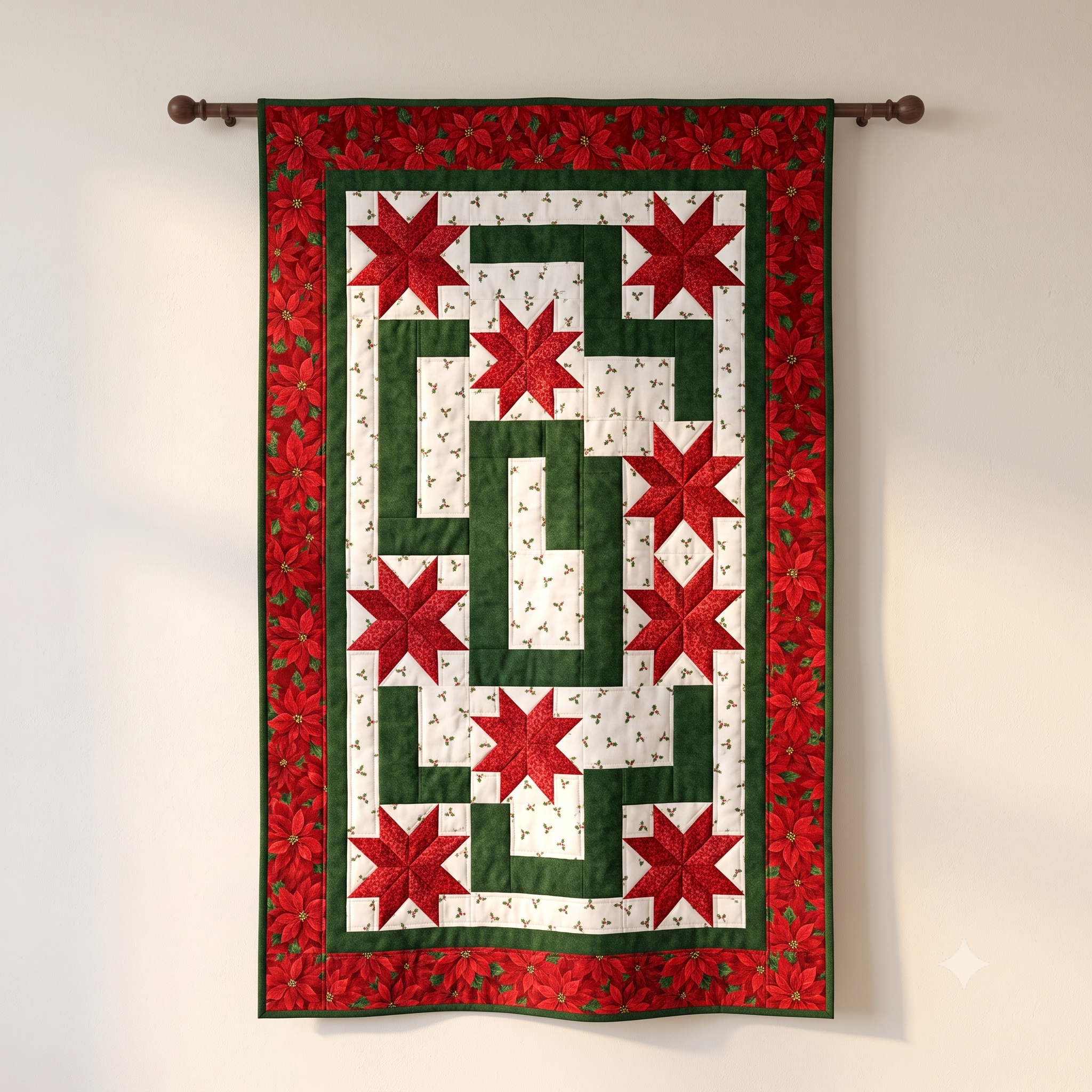 Christmas Star Table Runner Quilt Pattern PDF | 20 x 36 Holiday Patchwork | Wall Hanging | Instant Download