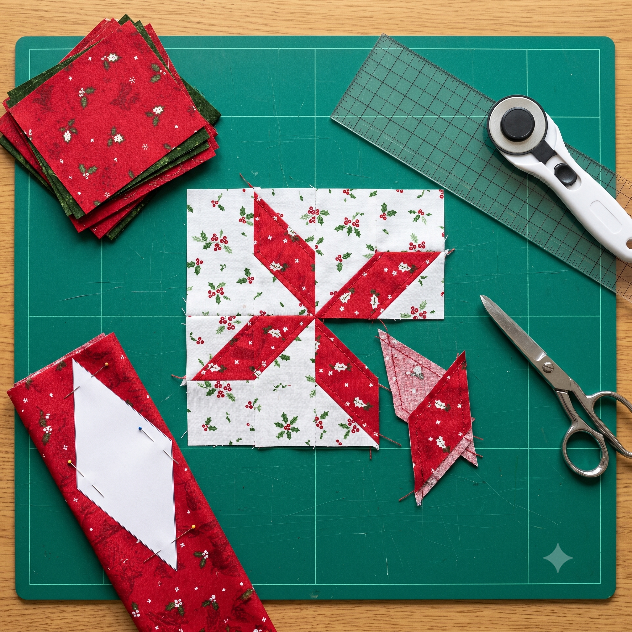 Christmas Star Table Runner Quilt Pattern PDF | 20 x 36 Holiday Patchwork | Wall Hanging | Instant Download