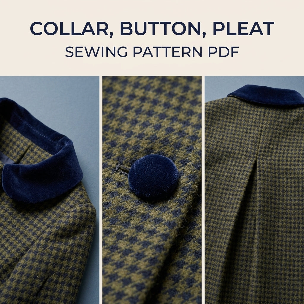 Girls Houndstooth Coat Sewing Pattern PDF – Double Breasted Peter Pan Collar Coat