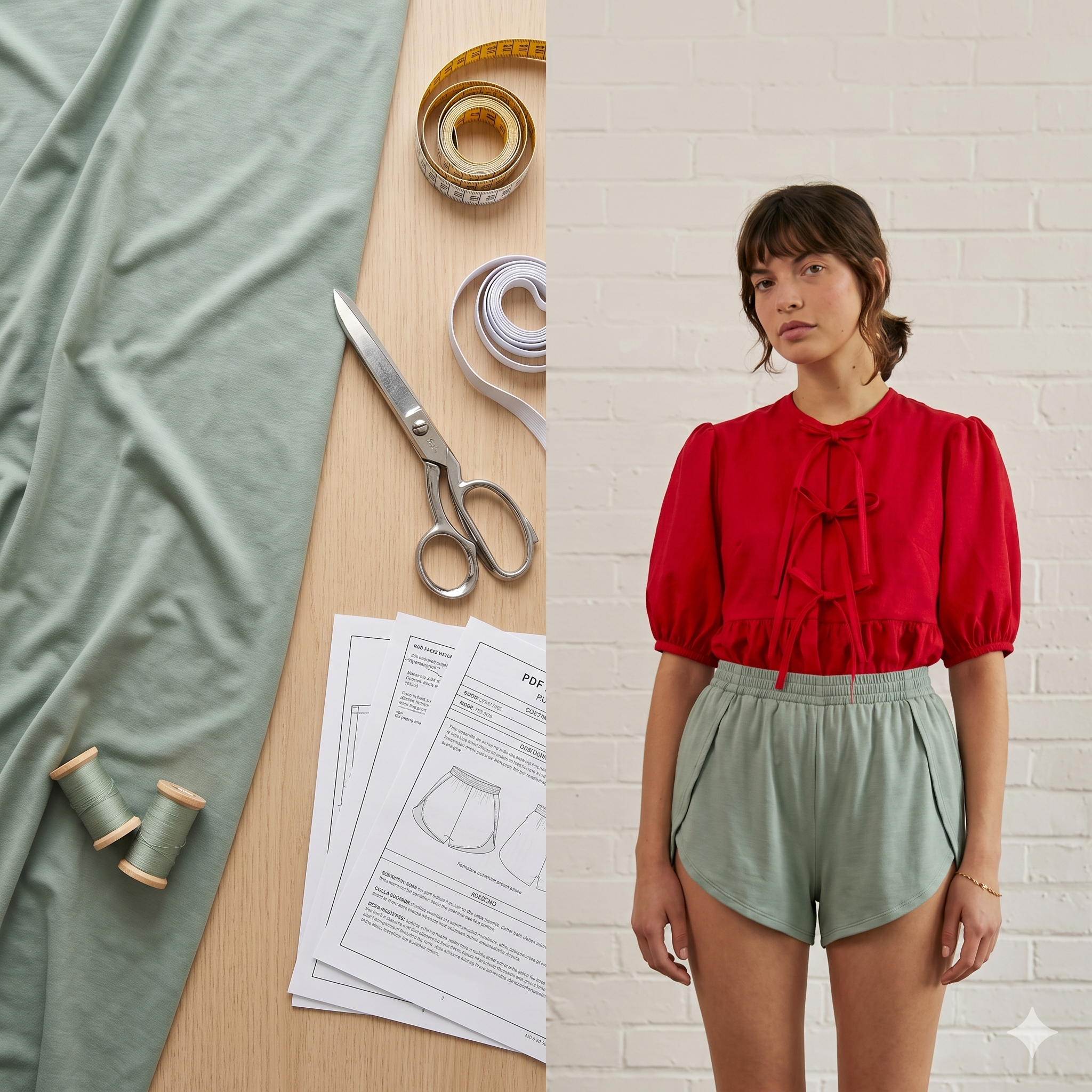 Comfy Lounge Shorts — Sewing Pattern (PDF) | High-Waist Elastic Pajama Shorts