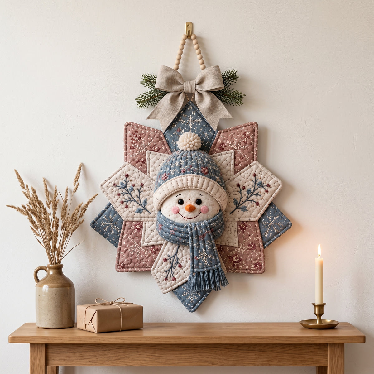Snowman Door Hanger Sewing Pattern | Quilted Winter Star Wall Hanging, 18.5 inch | No Paper Piecing | 6 Colorways | PDF Download