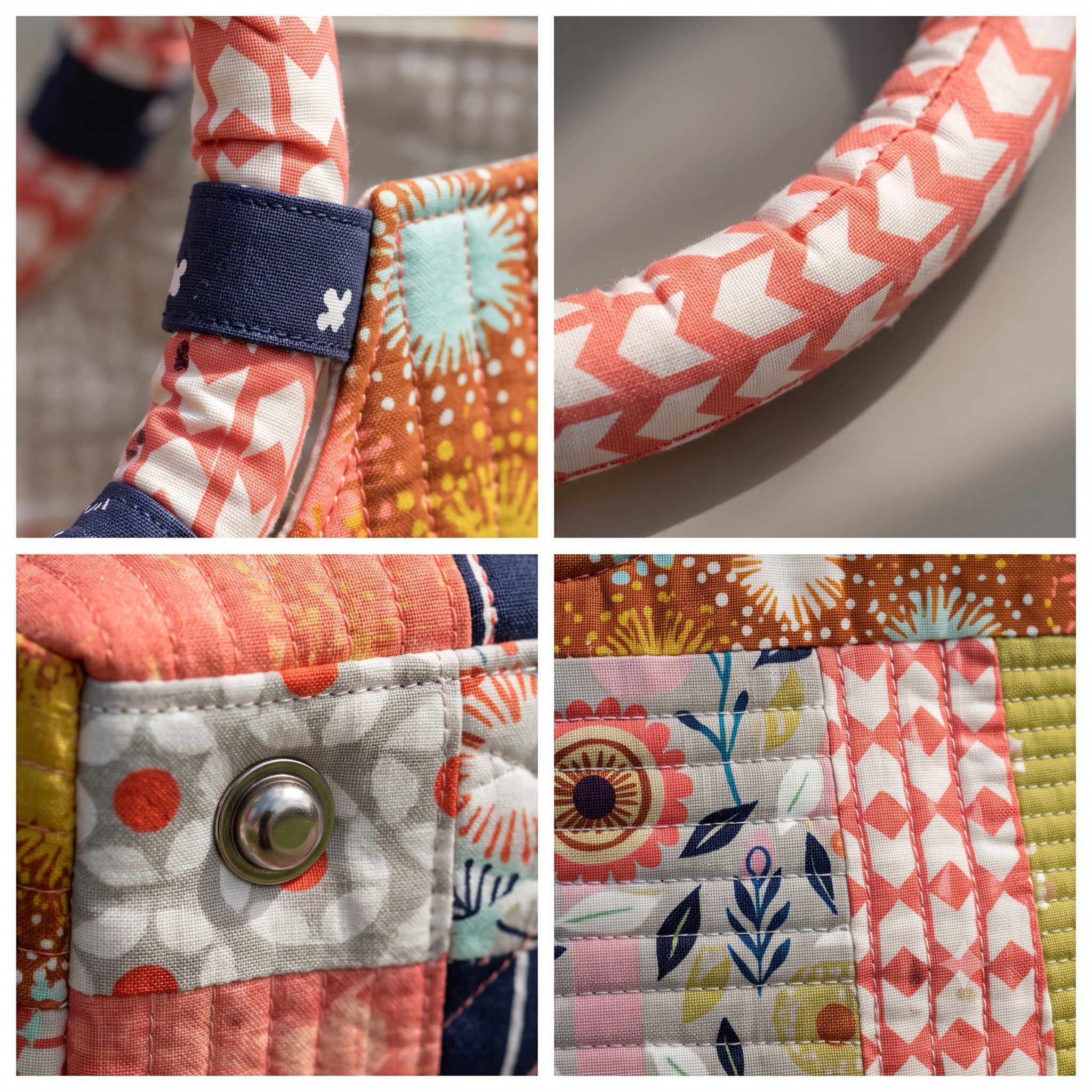 Craft Bag PDF Sewing Pattern | Large Quilted Project Tote with Rope Handles | Pieced or Single Fabric | Instant Download