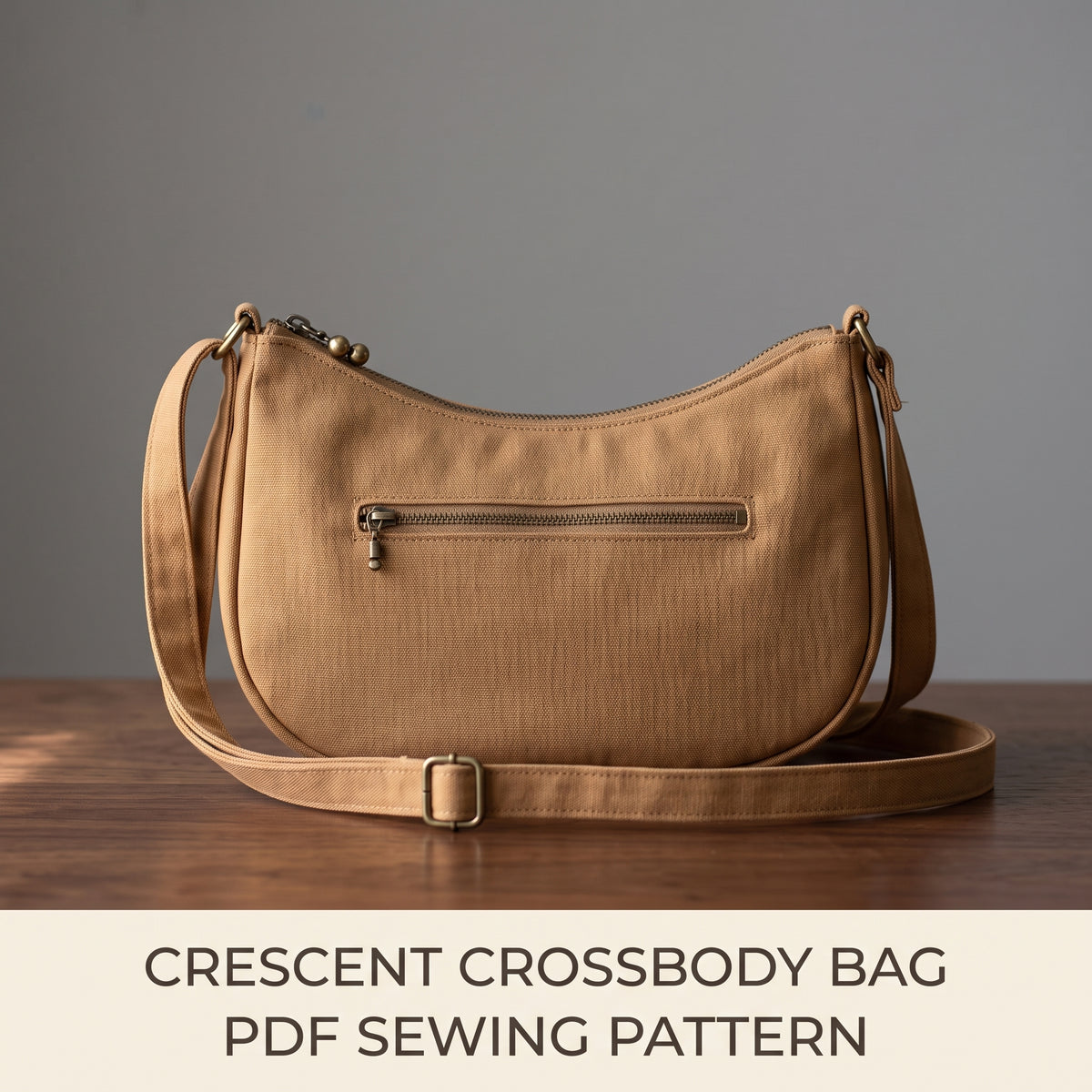 Crescent Bag Sewing Pattern PDF | Crossbody Shoulder Bag with Zip Pocket | A4, A0 Copyshop & Layered Files