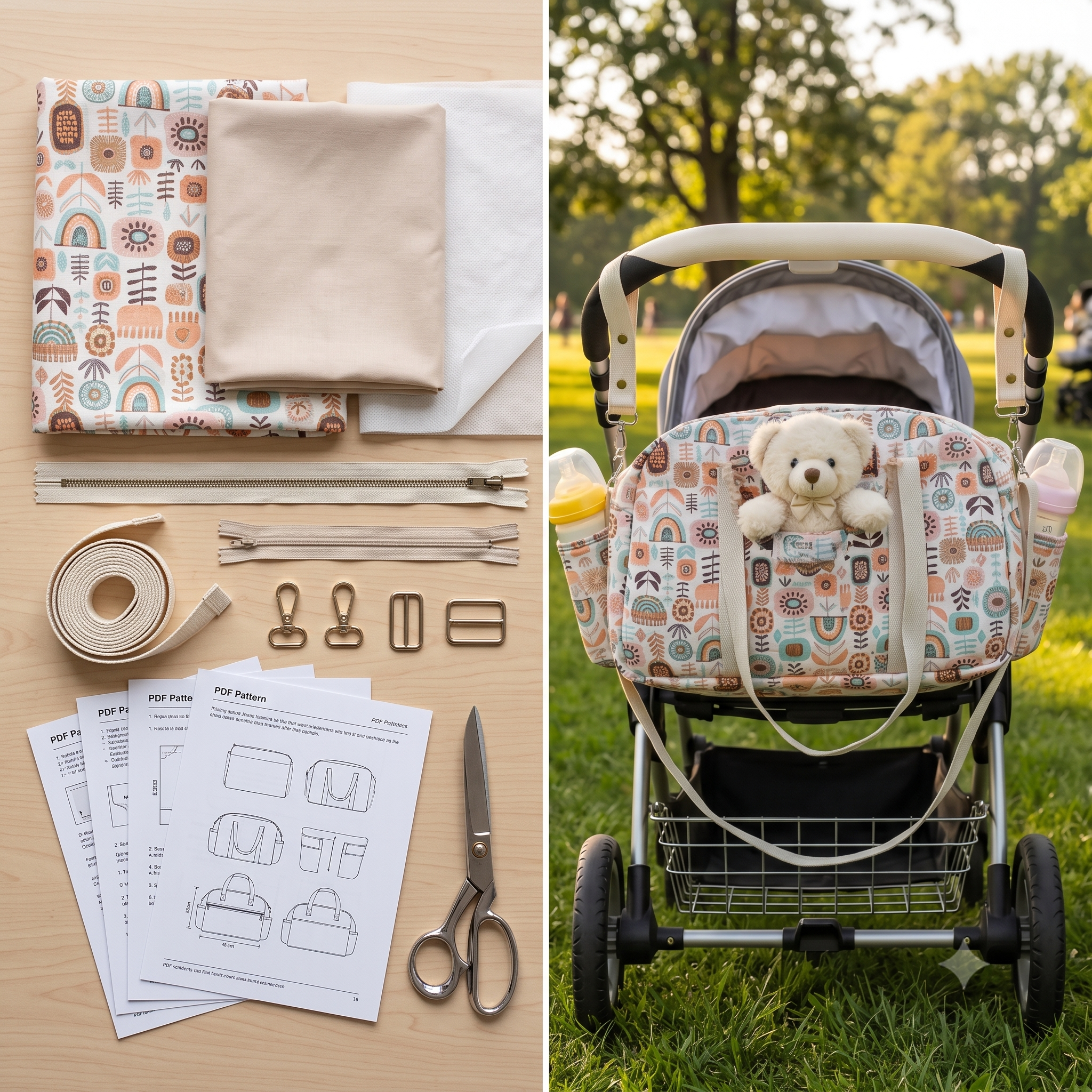 Diaper Bag — Sewing Pattern (PDF + Video) | Stroller Diaper Bag & Travel Tote