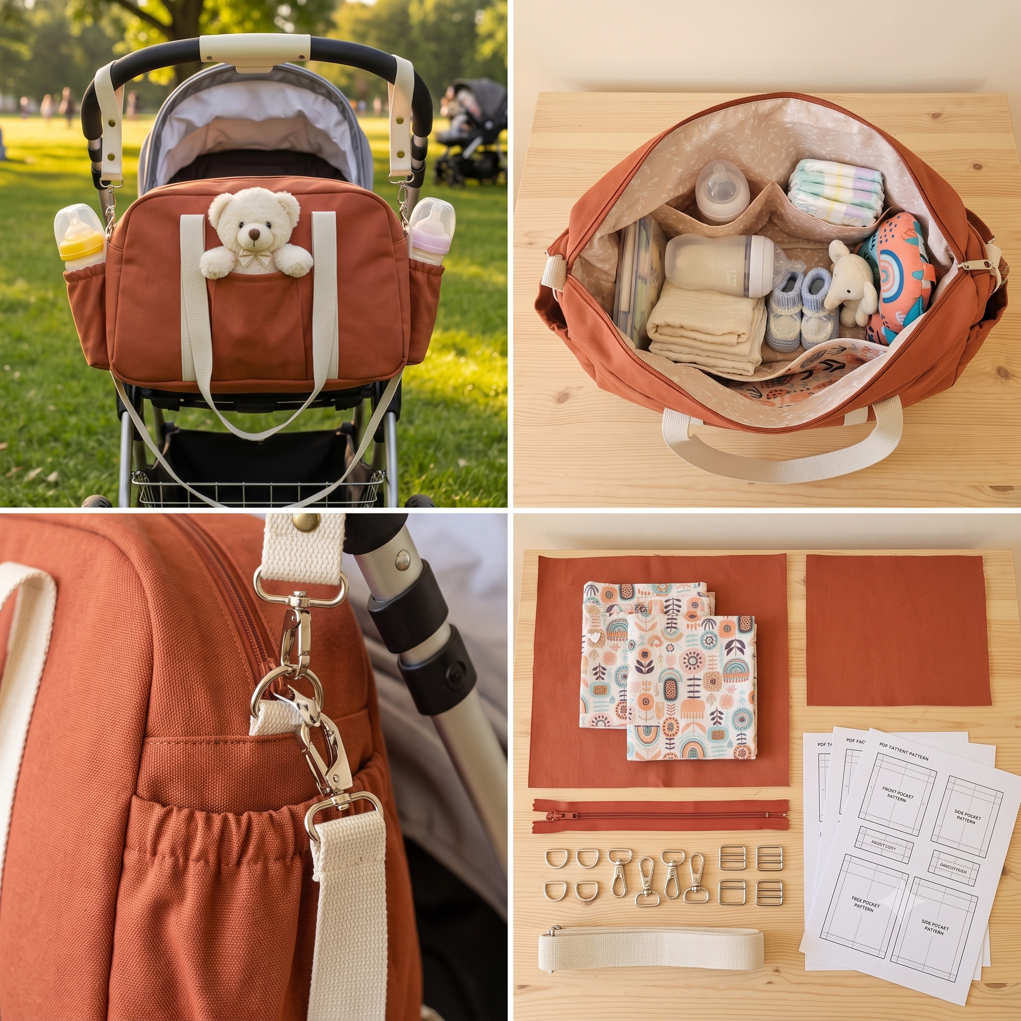 Diaper Bag — Sewing Pattern (PDF + Video) | Stroller Diaper Bag & Travel Tote