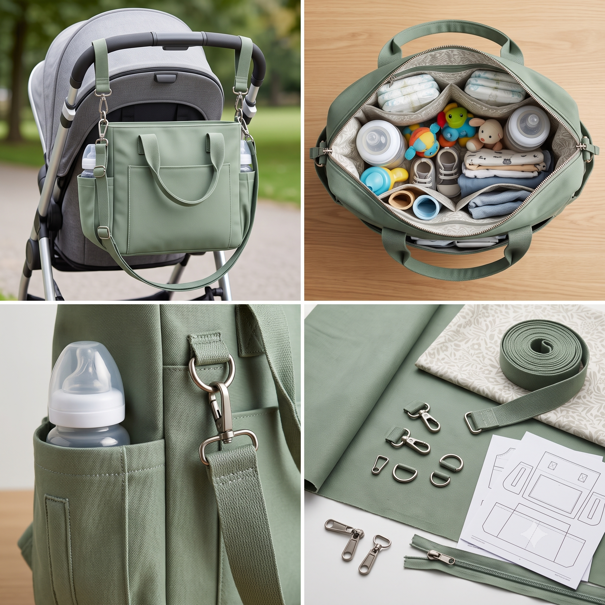 Diaper Bag — Sewing Pattern (PDF + Video) | Stroller Diaper Bag & Travel Tote
