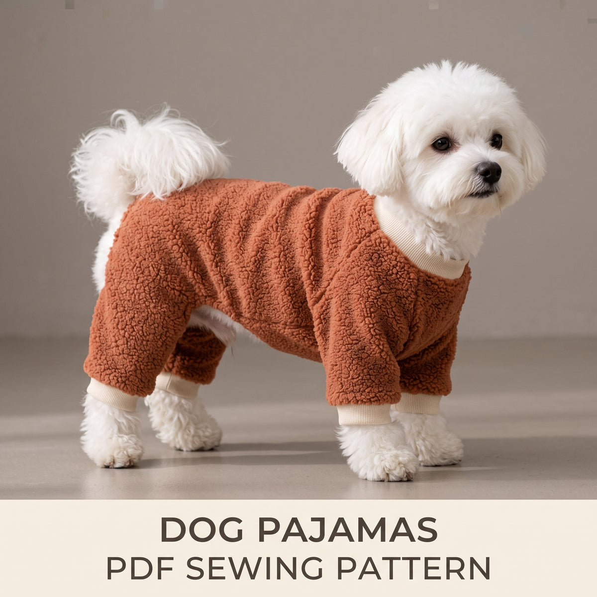Dog Pajamas Sewing Pattern PDF | Full Body Fleece Dog Onesie & Pyjamas, 10 Sizes XXS to 5XL | A4, US Letter & A0