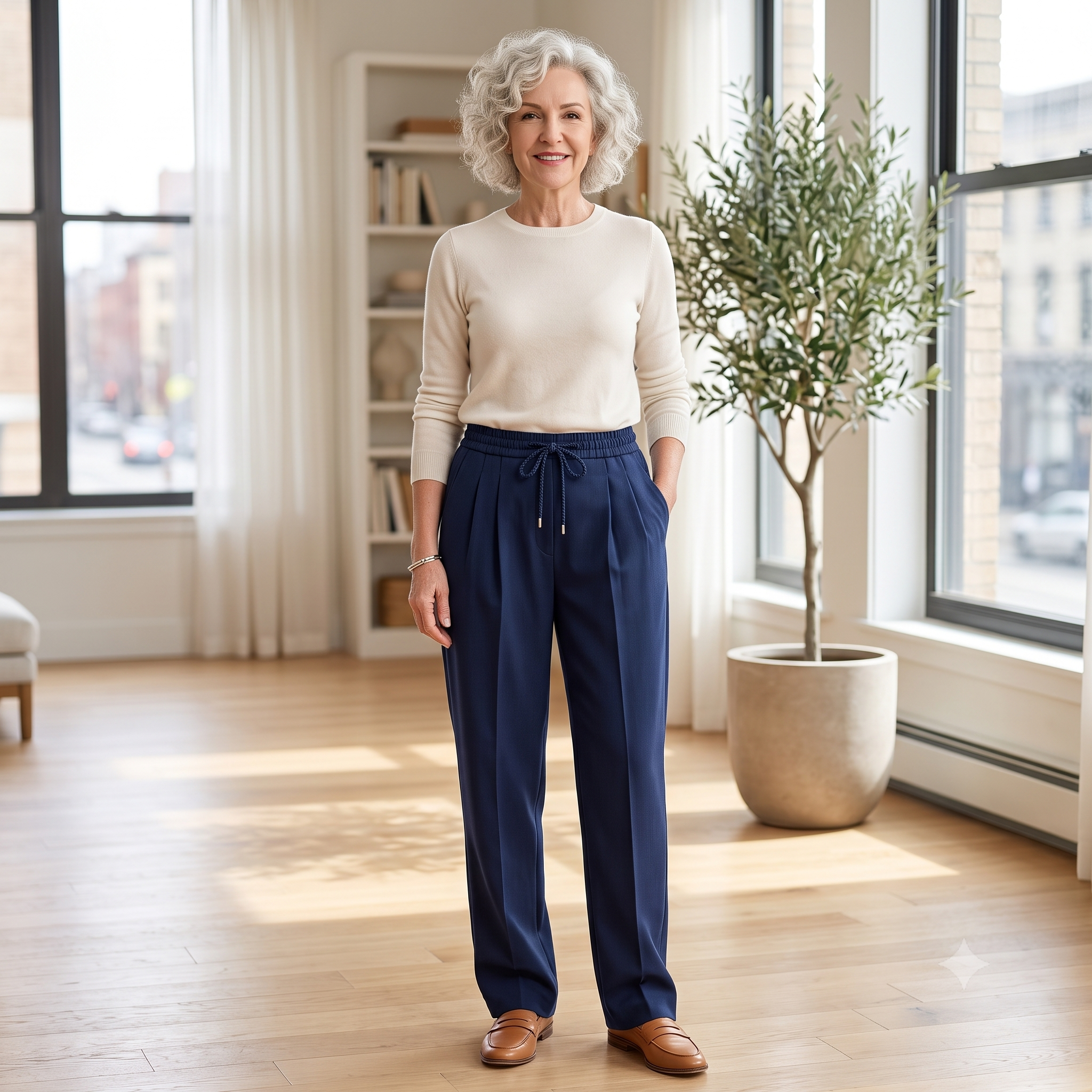ÉTINCELLE Trousers Sewing Pattern PDF, Pleated Straight Leg Pants, Elastic Waist Trousers, Low Mid Rise, Video Tutorial, Bilingual FR/EN, Sizes 32–52