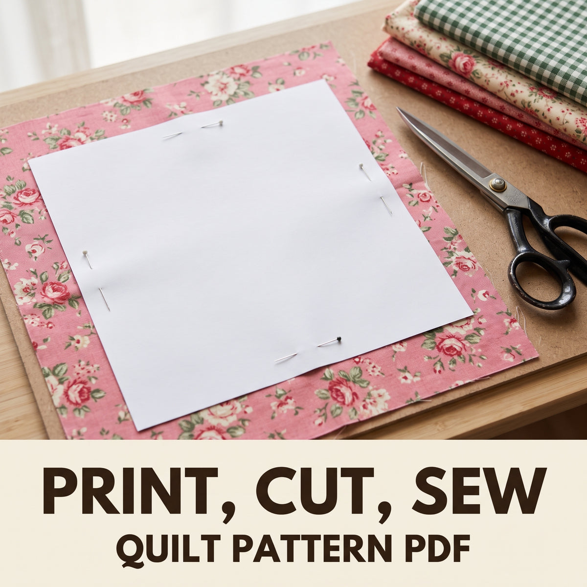 Easy Patchwork Quilt Pattern, Baby Throw Queen and King, Fat Quarter Friendly Floral Quilt, Instant PDF