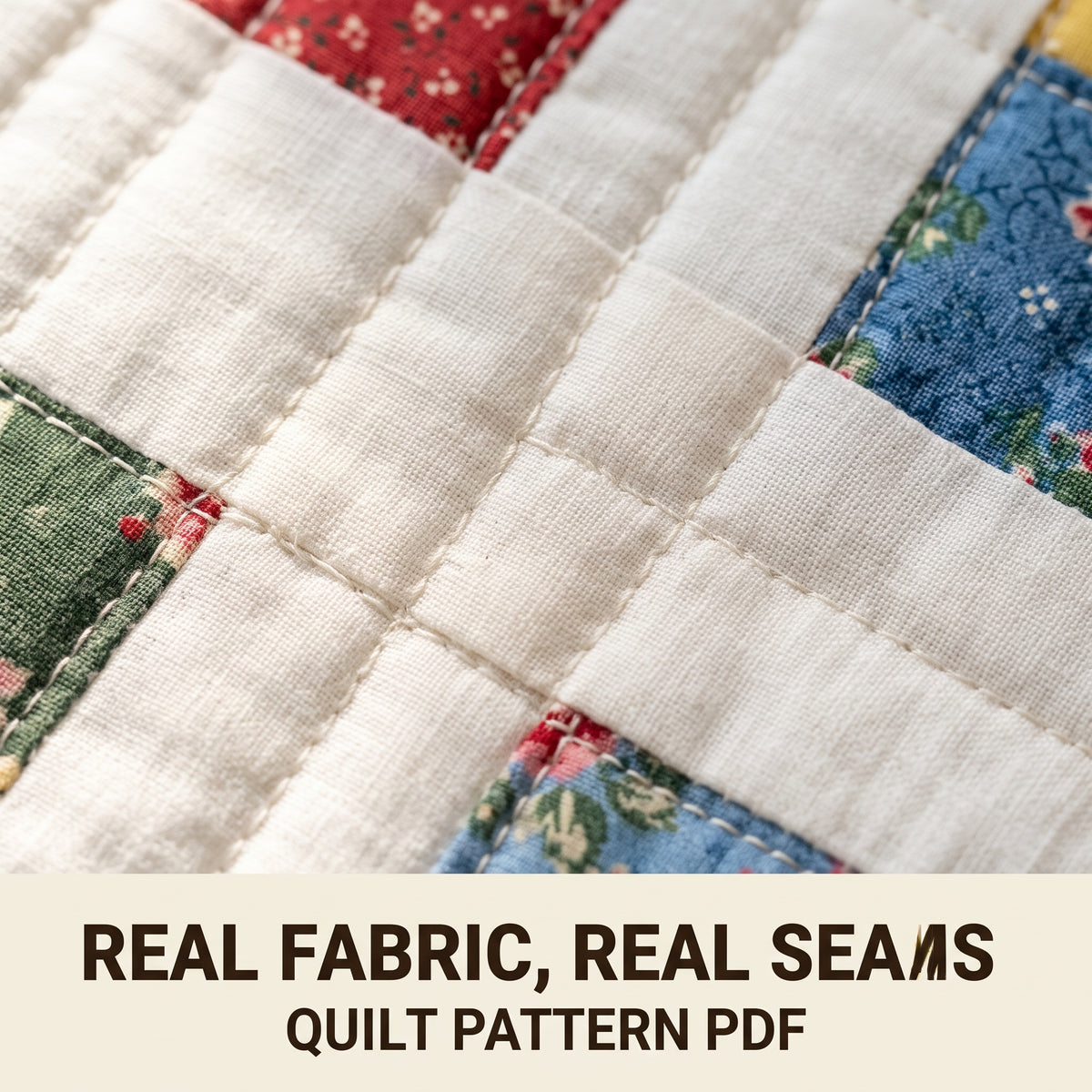Easy Patchwork Quilt Pattern, Baby Throw Queen and King, Fat Quarter Friendly Floral Quilt, Instant PDF