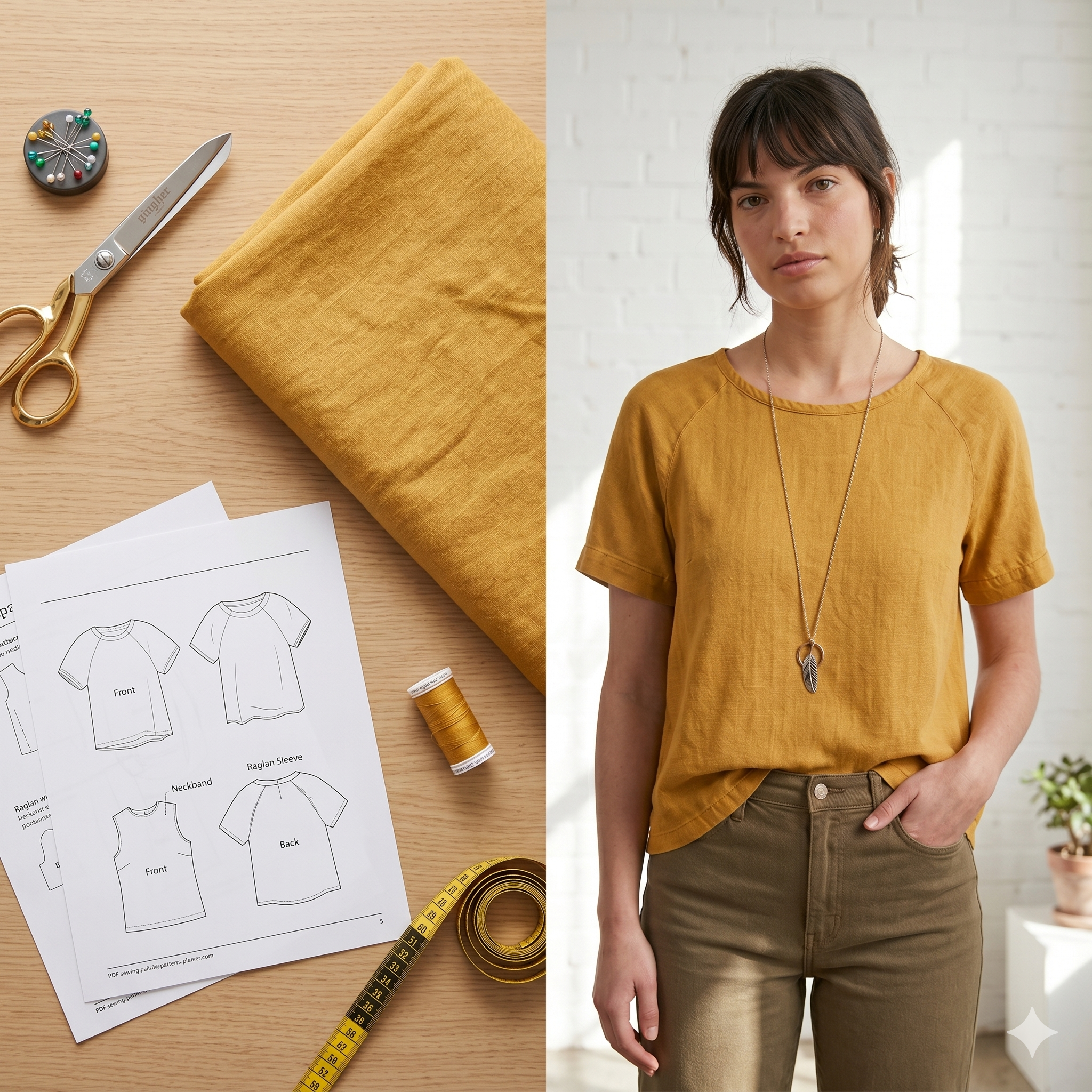 Easy Raglan Sleeve Blouse Sewing Pattern | Casual Top PDF (Sizes 32-56)
