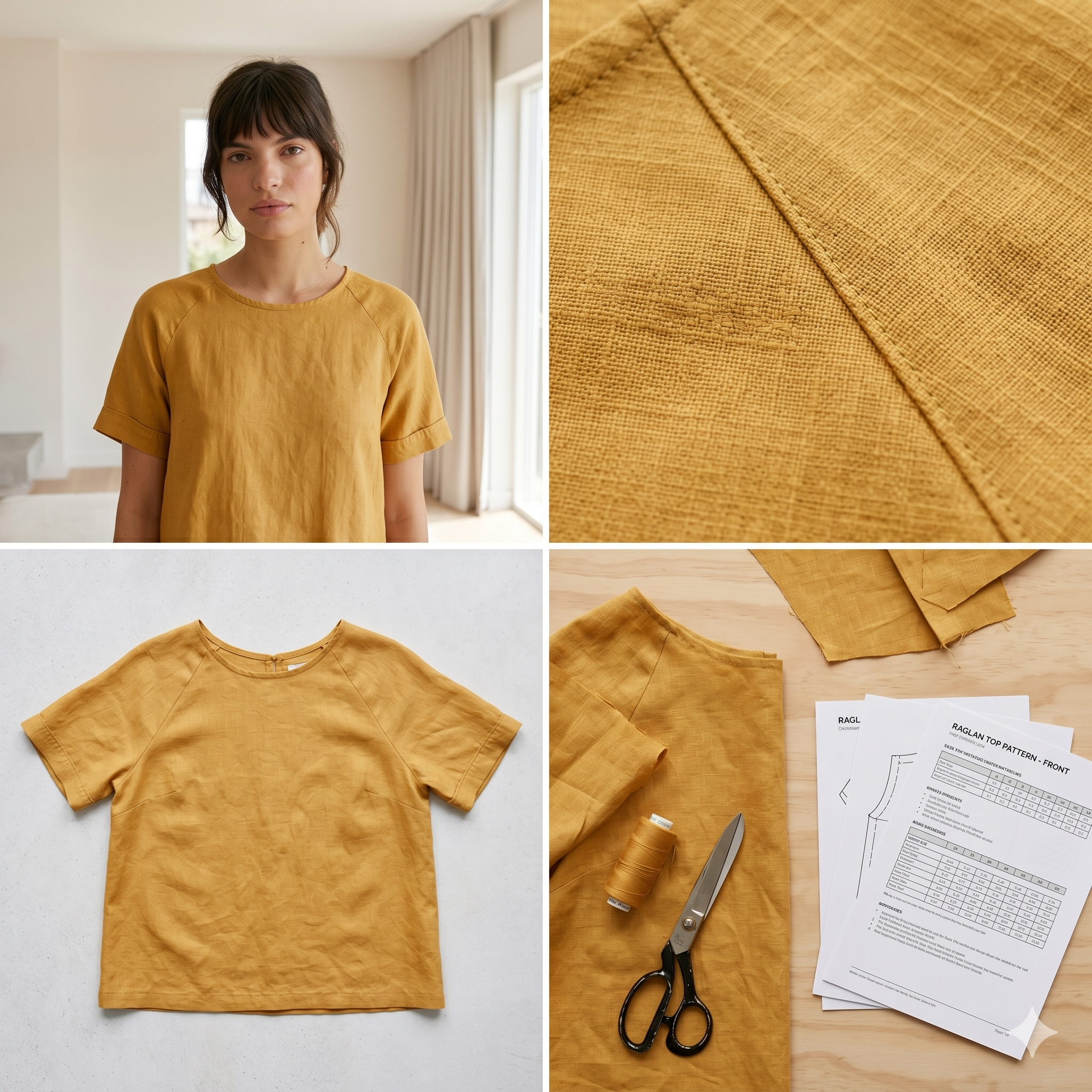 Easy Raglan Sleeve Blouse Sewing Pattern | Casual Top PDF (Sizes 32-56)