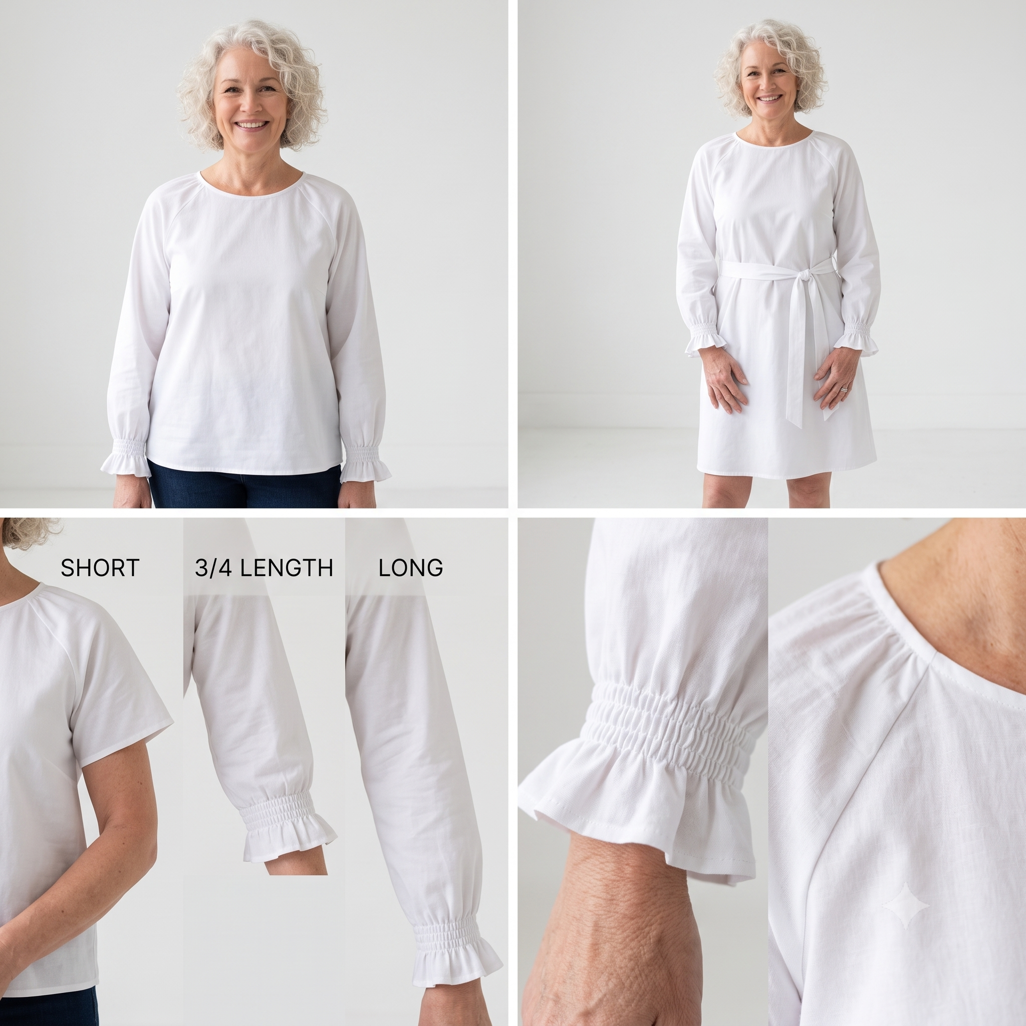 Blouse Dress Sewing Pattern PDF | Ella Boho Raglan Sleeve Top & Dress Pattern for Women, 3 Necklines, Beginner, Sizes XS-3XL, Instant Download