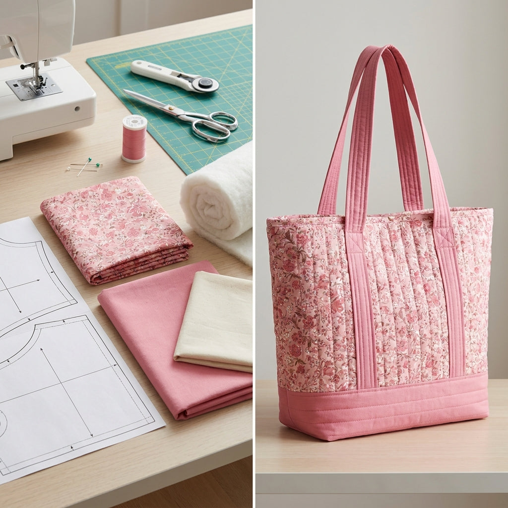 Quilted Tote Bag PDF Sewing Pattern | 3 Sizes Beginner Bag Pattern | No Zipper No Hardware Market Tote | Instant Download
