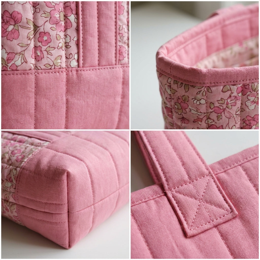 Quilted Tote Bag PDF Sewing Pattern | 3 Sizes Beginner Bag Pattern | No Zipper No Hardware Market Tote | Instant Download