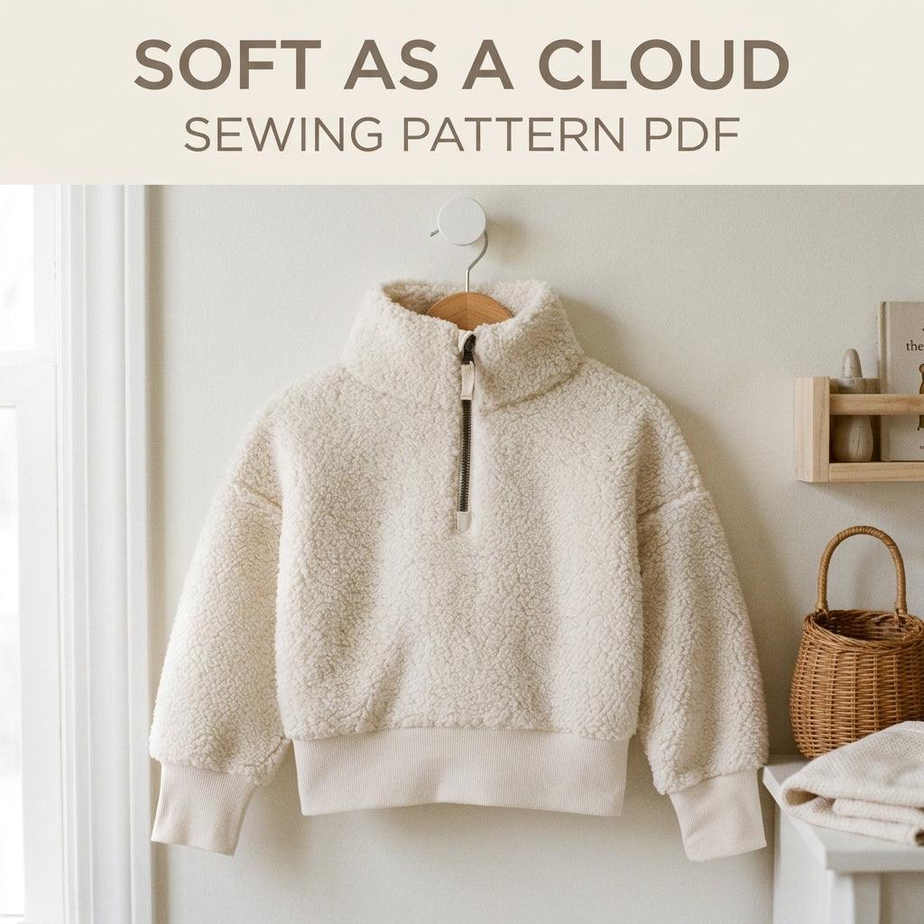 Kids Sherpa Half Zip Pullover Sewing Pattern PDF – Fleece Sweatshirt