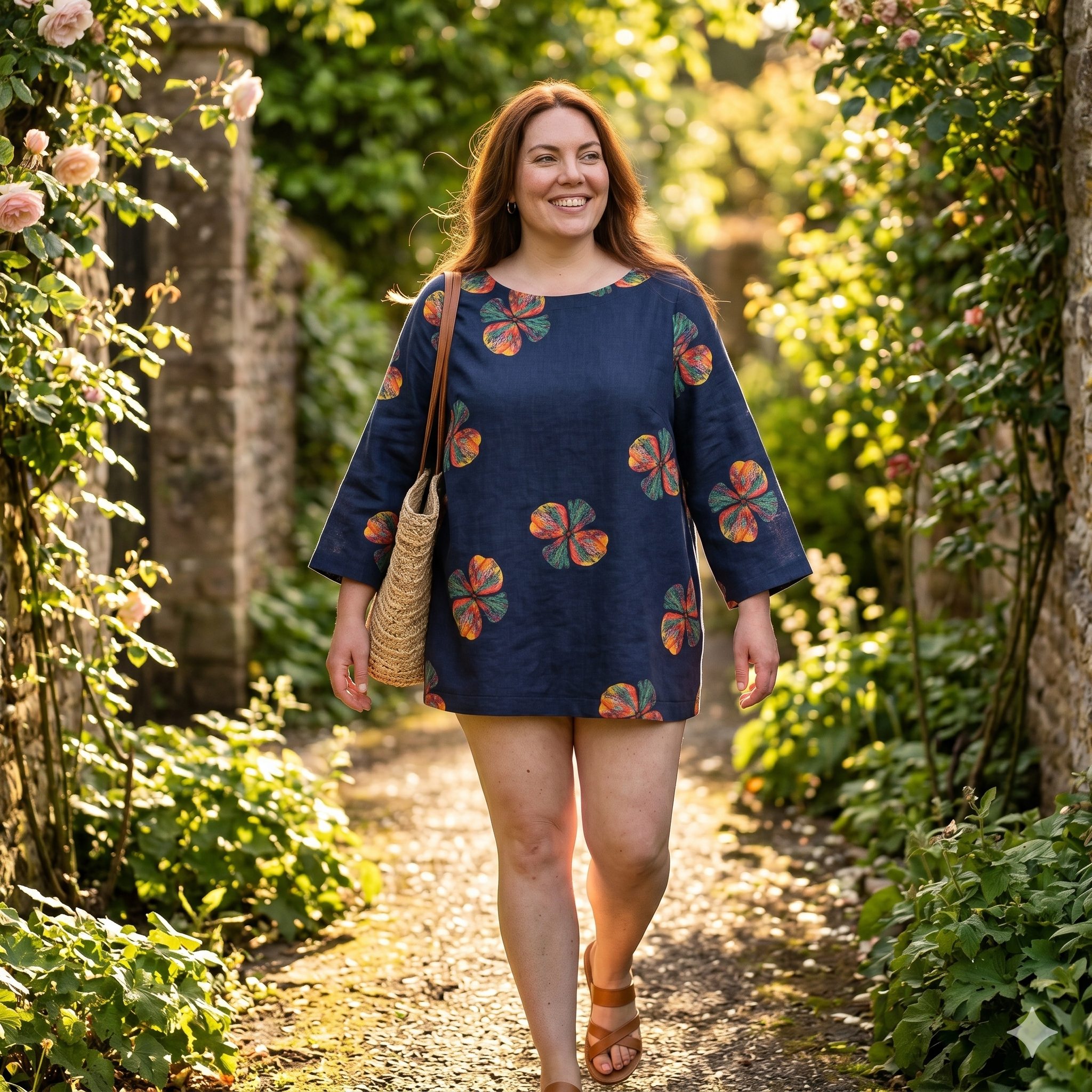 Floral Blouse Sewing Pattern PDF | Easy Beginner Oversized Top Pattern, Pull On 3/4 Sleeve Shirt for Women, Sizes S-3XL, Instant Download