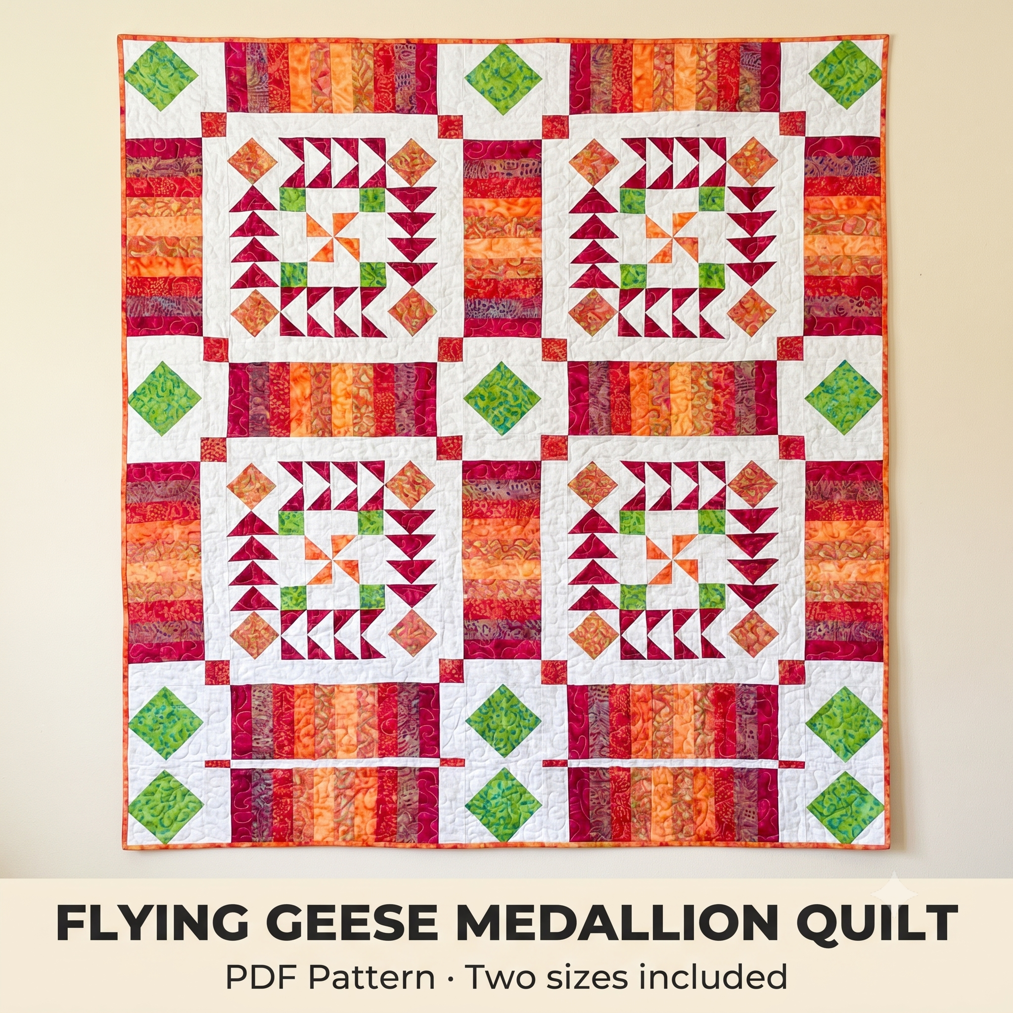 Flying Geese Medallion Quilt — Two-Size PDF Quilt Pattern